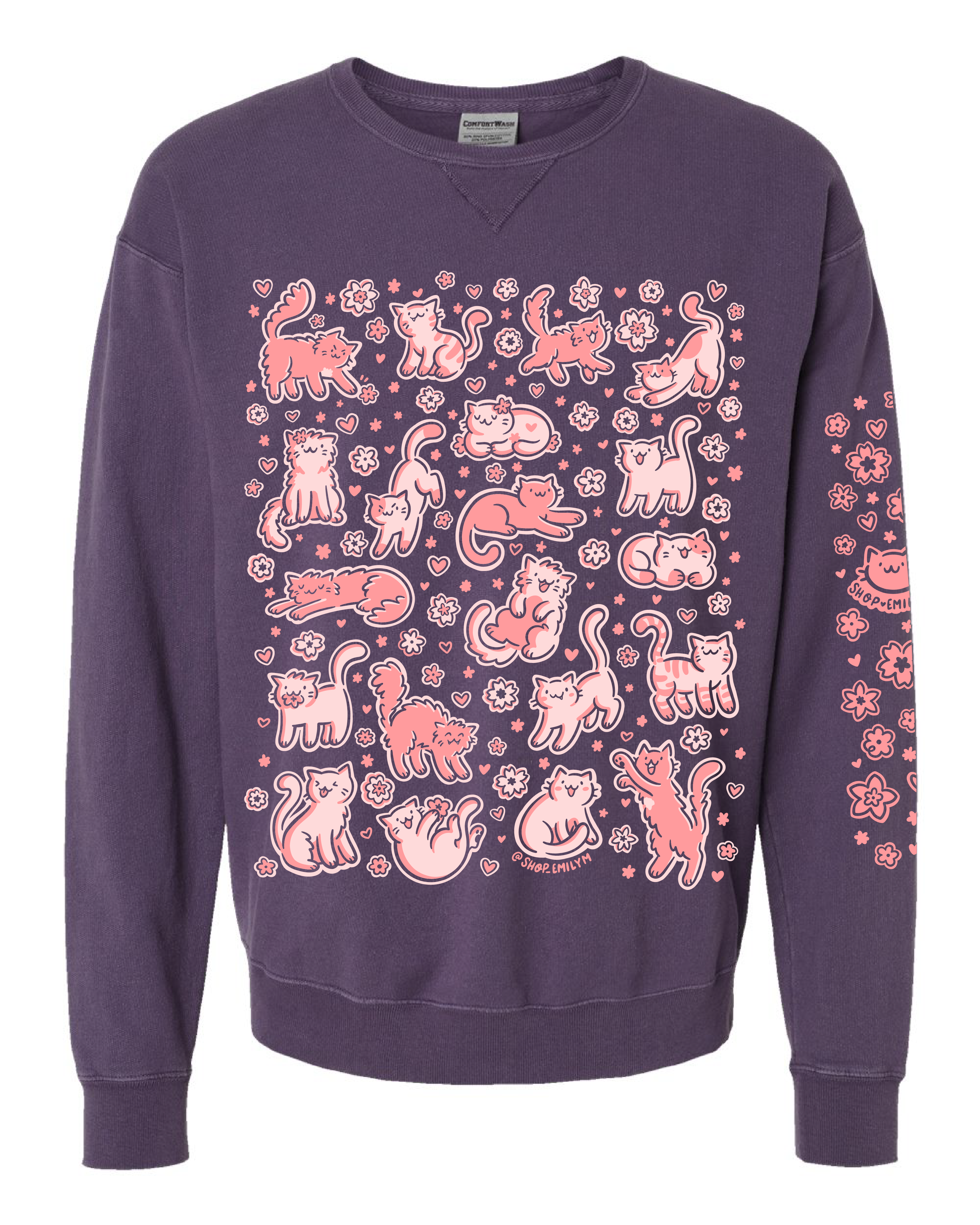 Cats & Flowers Crew Neck