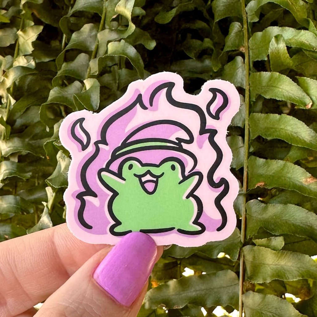 Witch Frog Fire Mini Sticker