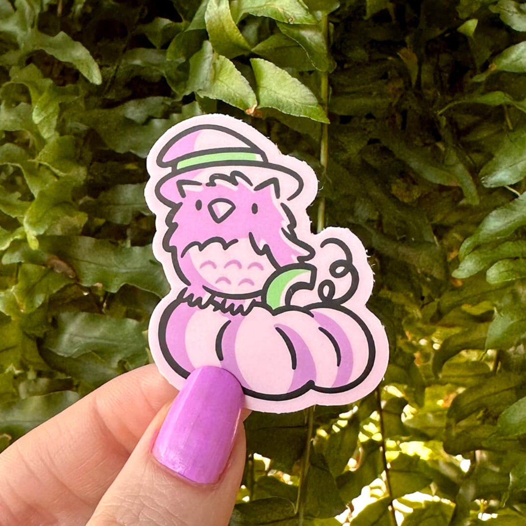 Witch Owl Pumpkin Mini Sticker