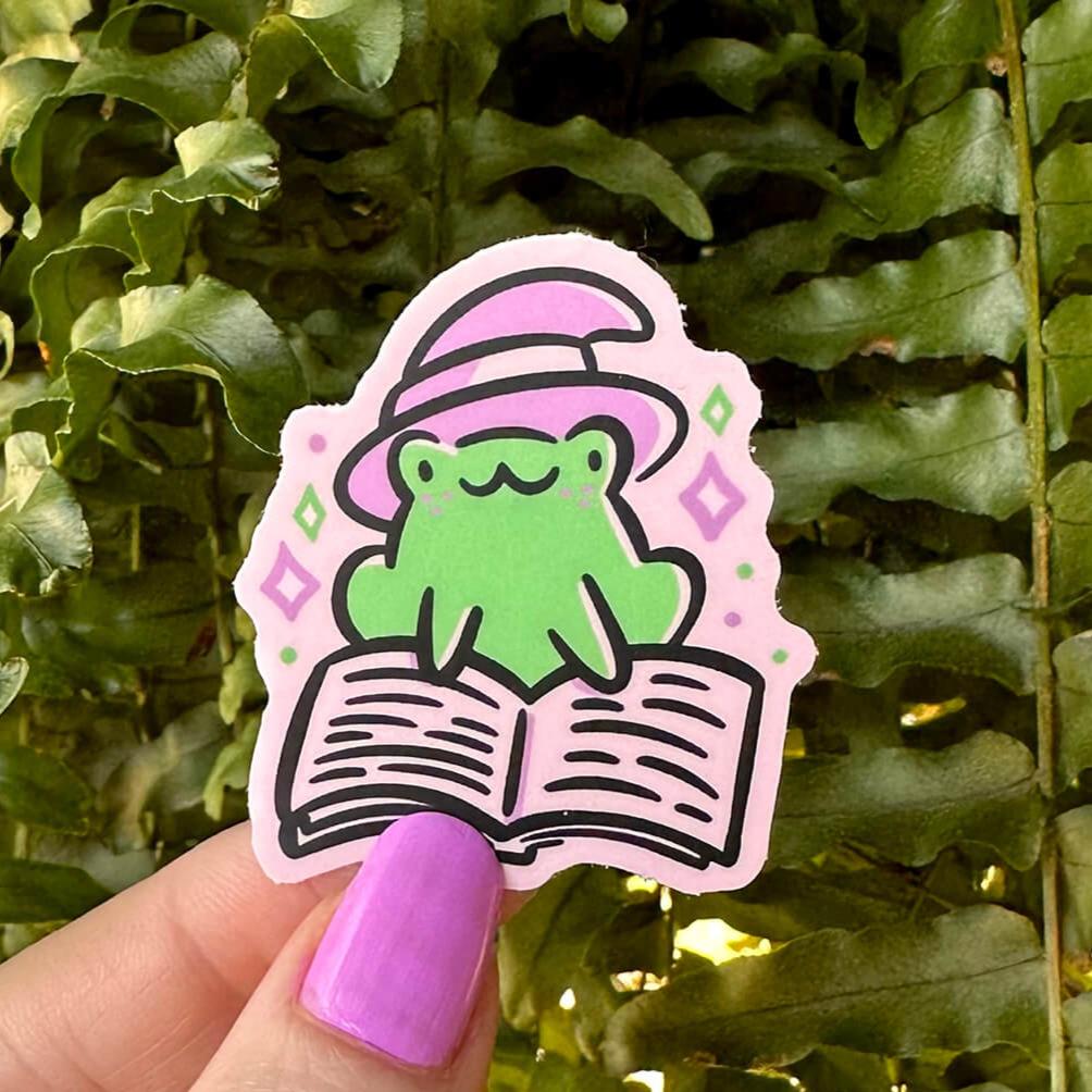 Reading Witch Frog Mini Sticker