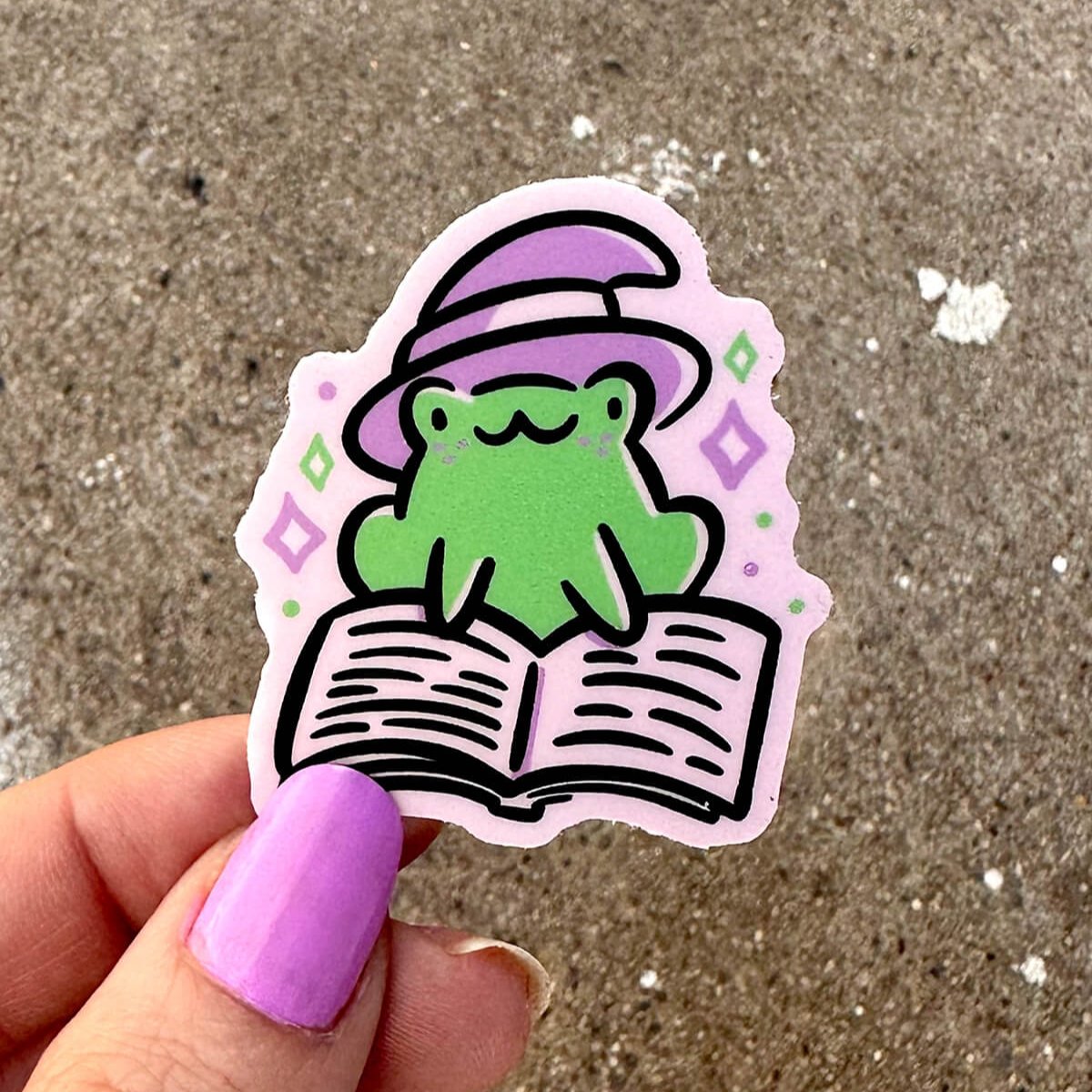 Reading Witch Frog Mini Sticker