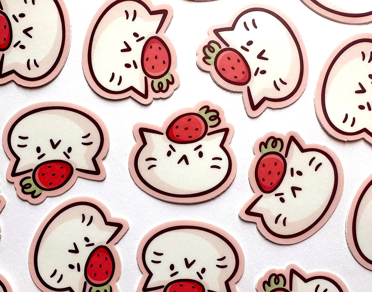 Strawberry Head Cat Mini Sticker