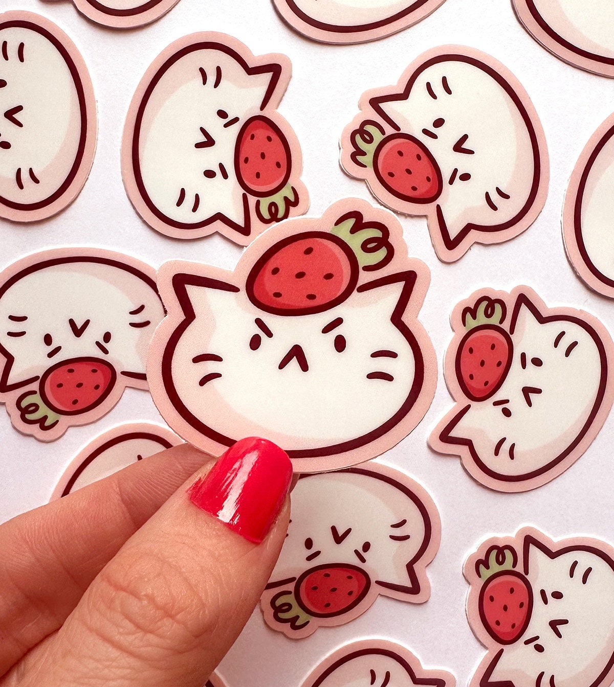 Strawberry Head Cat Mini Sticker