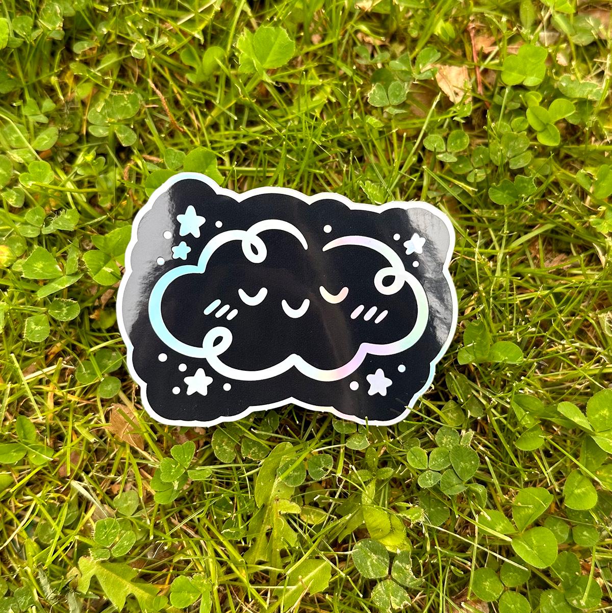 Cloud Holographic Sticker