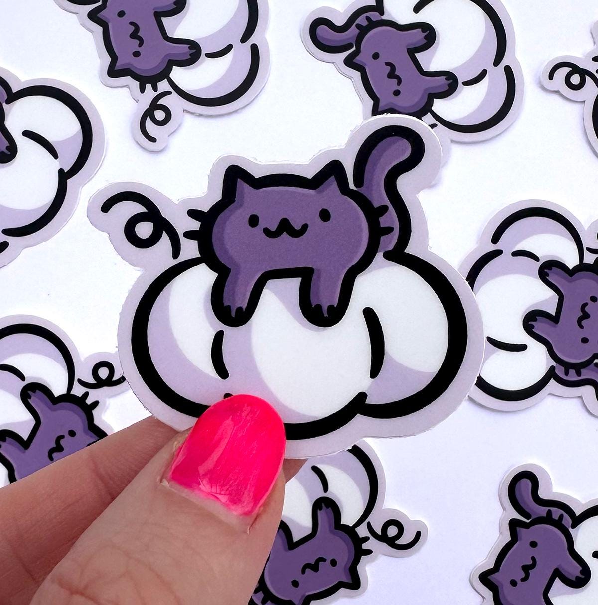 White Pumpkin Cat Mini Sticker