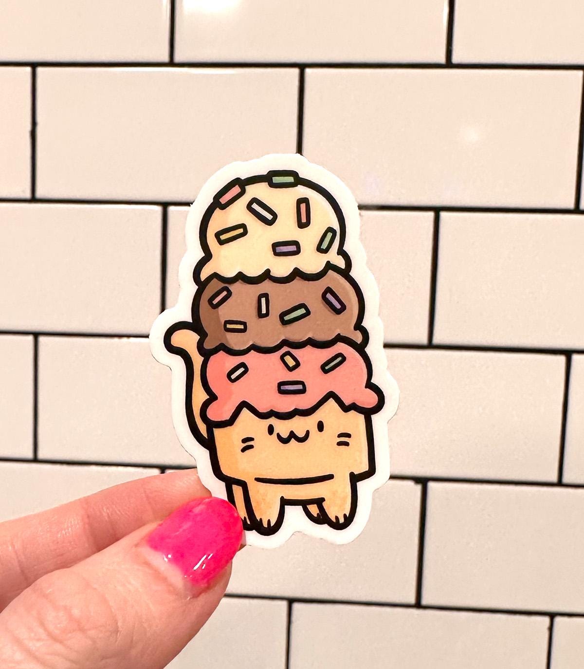 Ice Cream Cat Mini Sticker