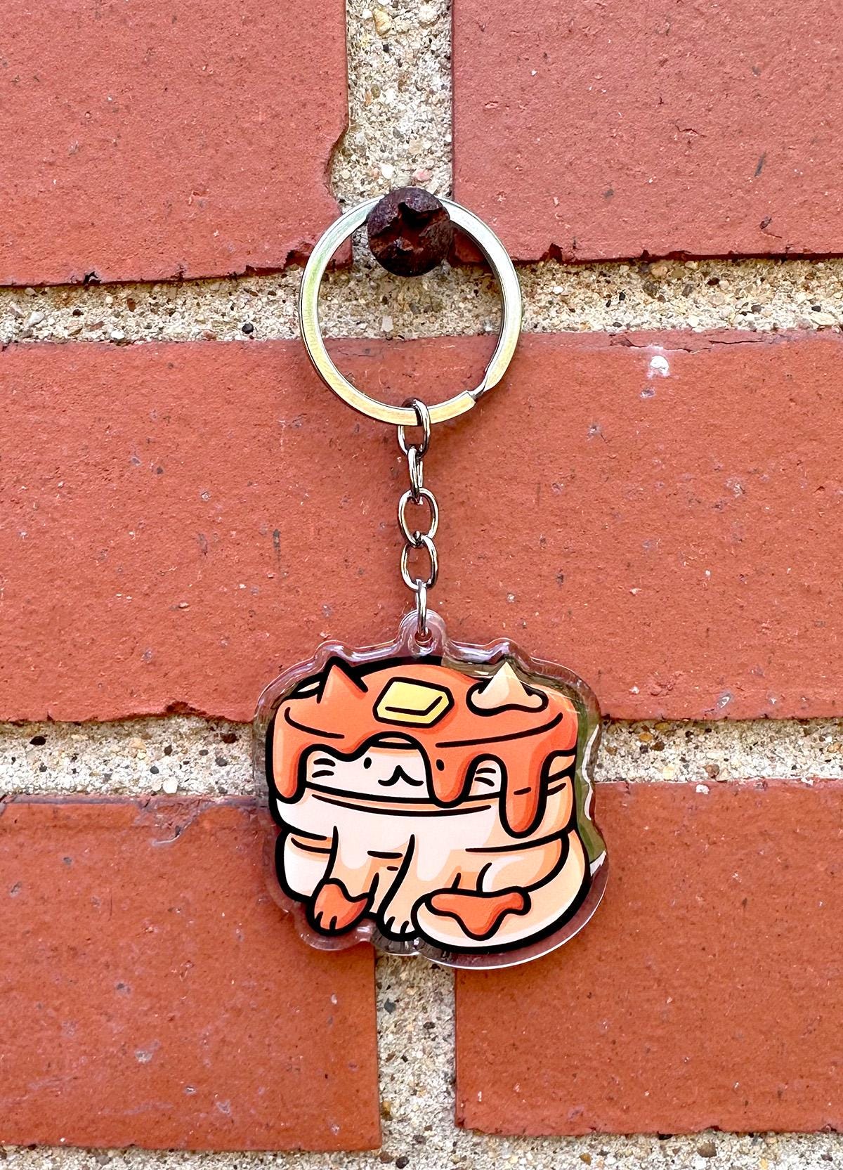 Pancakes Cat Keychain