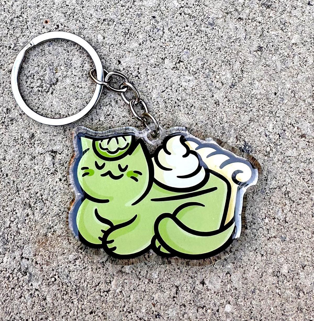 Key Lime Pie Cat Keychain