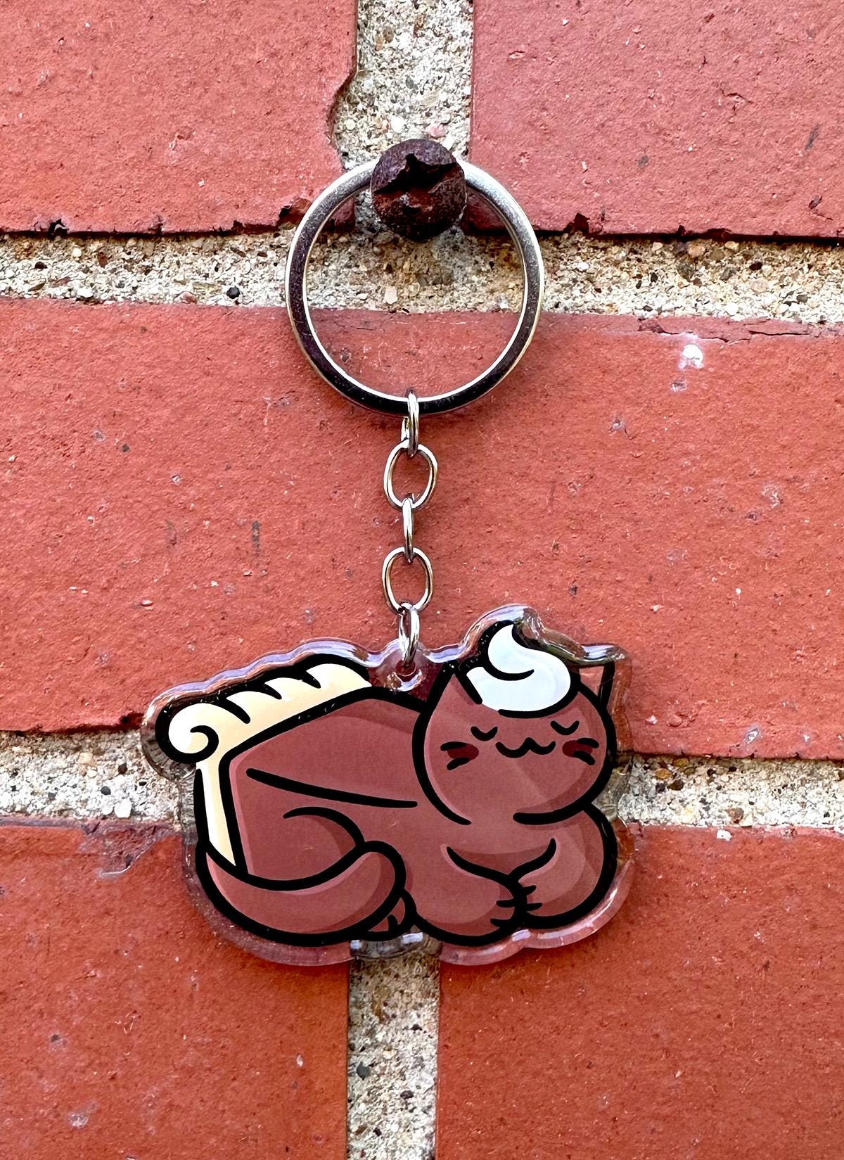 Chocolate Pie Cat Keychain