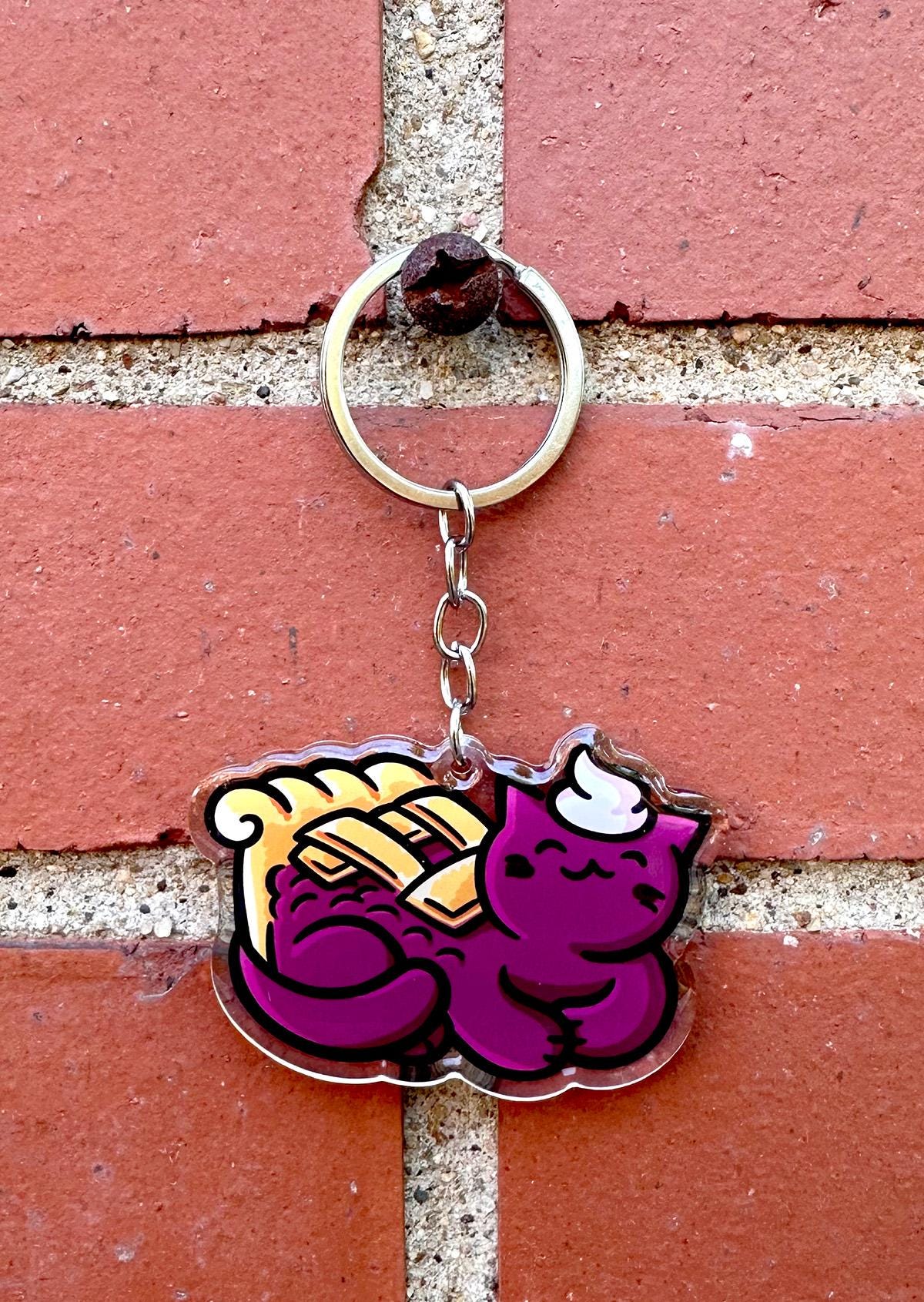 Blueberry Pie Cat Keychain