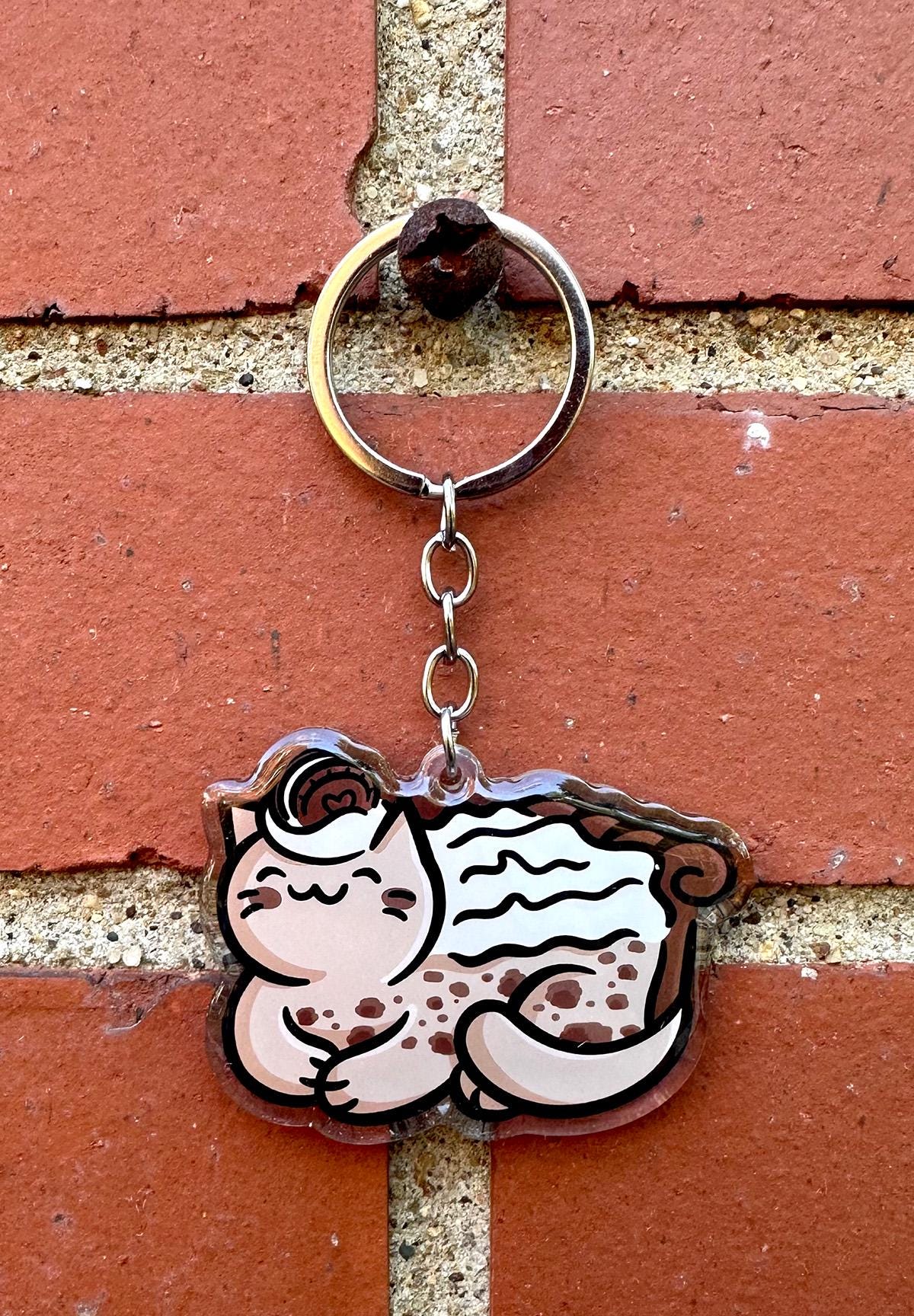 Chocolate Cookie Pie Cat Keychain
