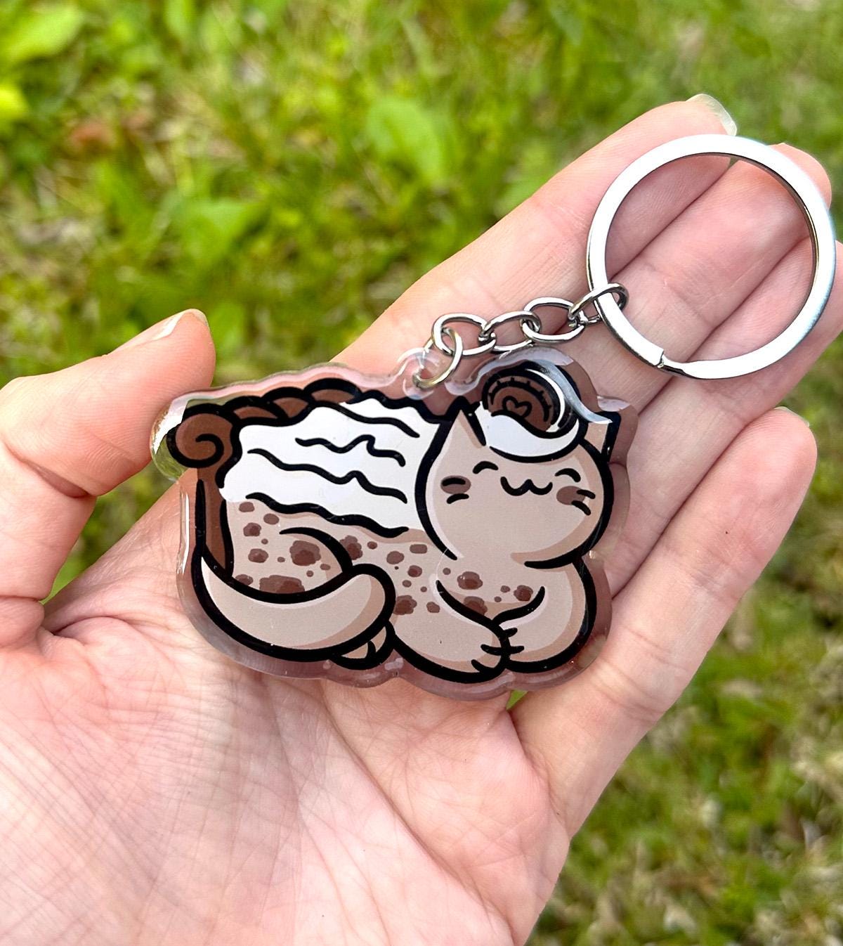 Chocolate Cookie Pie Cat Keychain