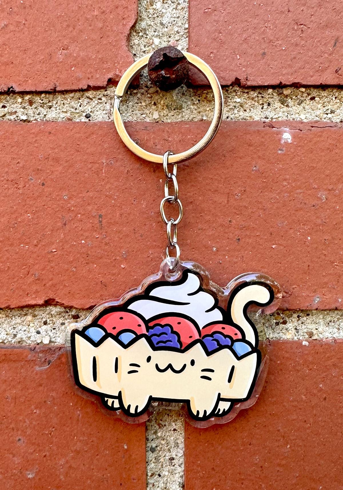 Fruit Tart Cat Keychain
