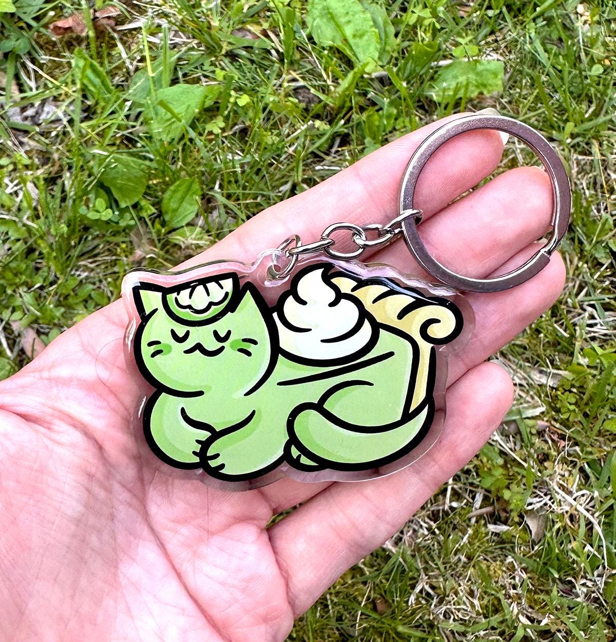 Key Lime Pie Cat Keychain