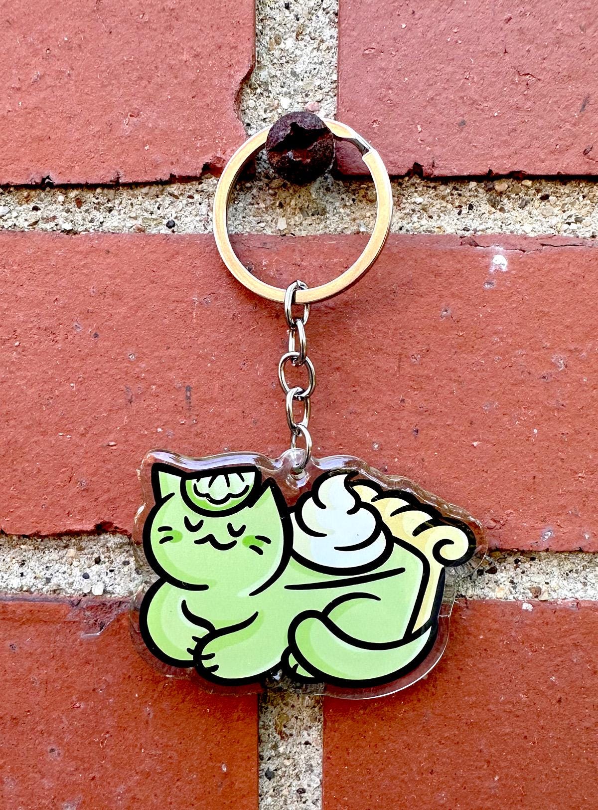 Key Lime Pie Cat Keychain