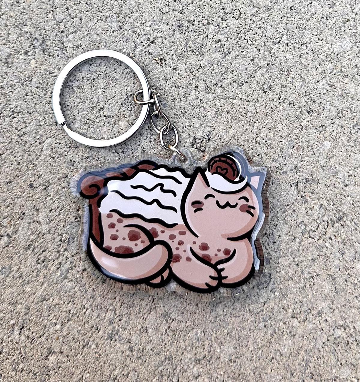 Chocolate Cookie Pie Cat Keychain
