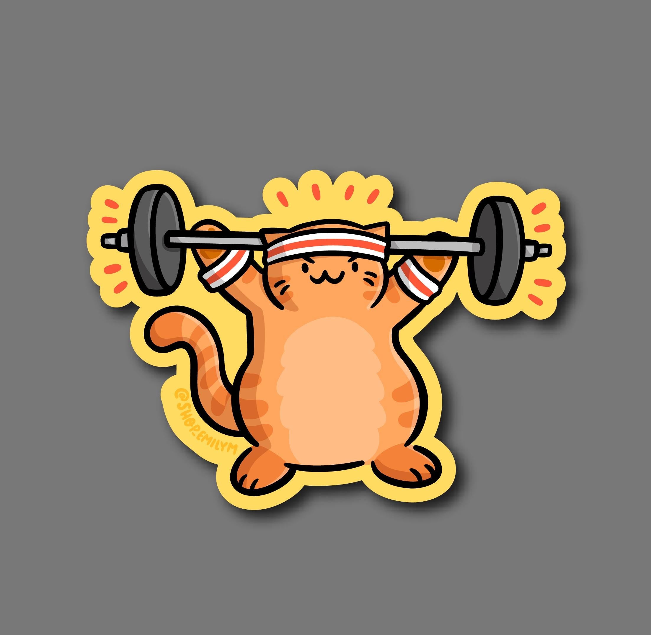 Weightlifting Cat Sticker