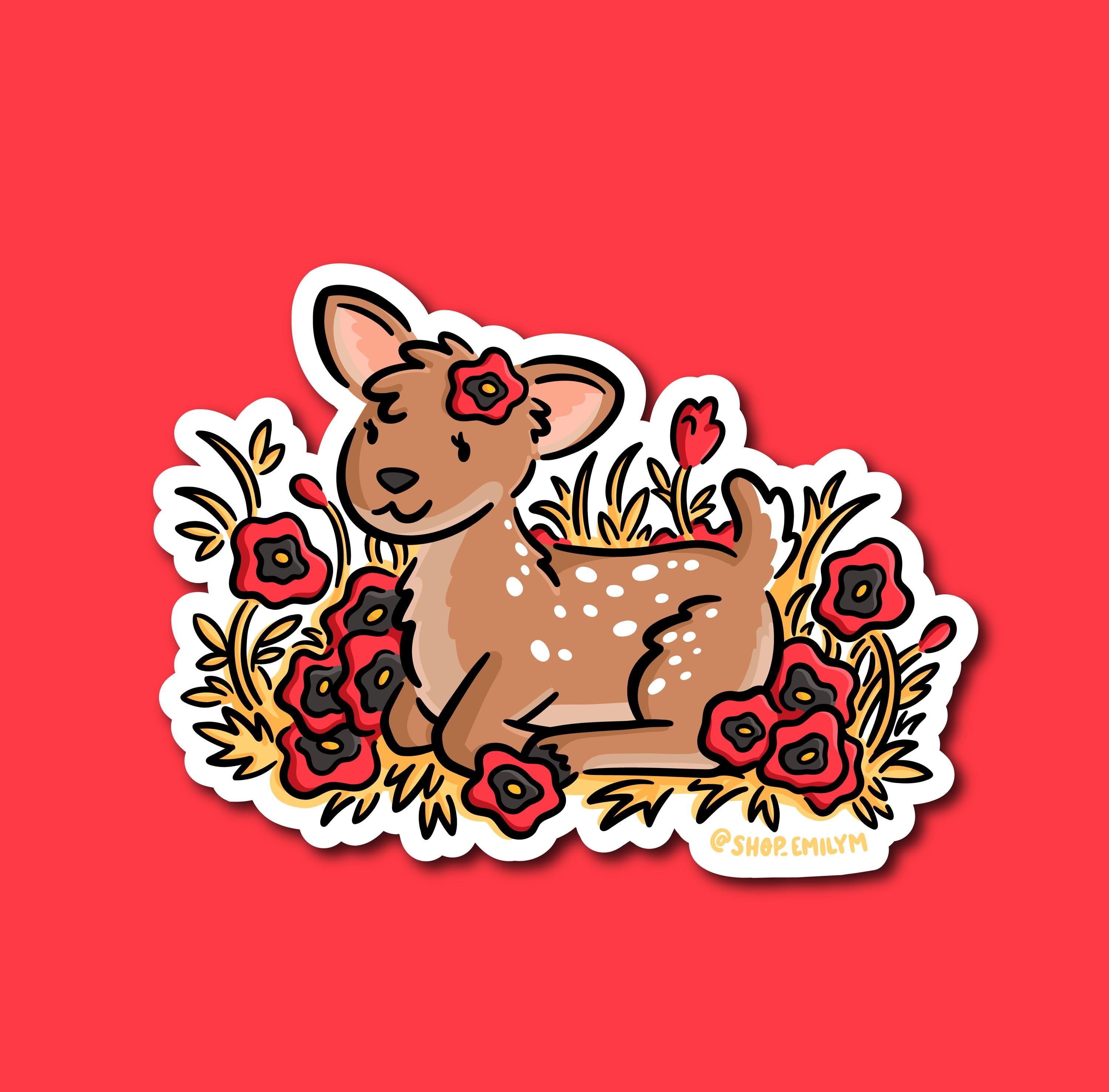 Poppy Deer Sticker