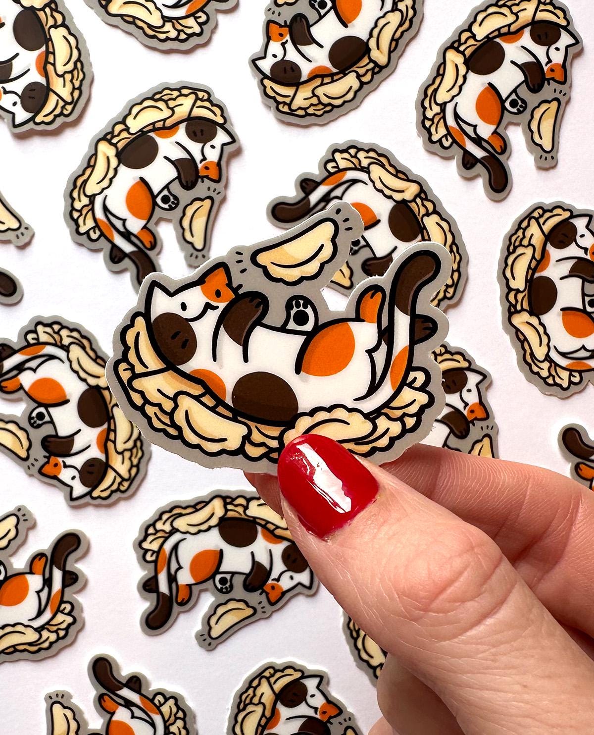 Playing With Pierogi Cat Mini Sticker