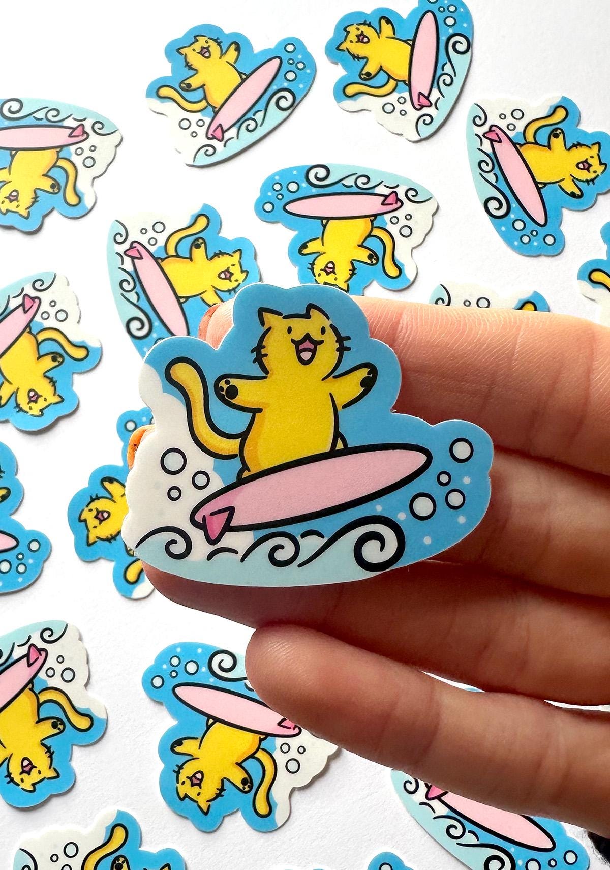Surfing Cat Mini Sticker
