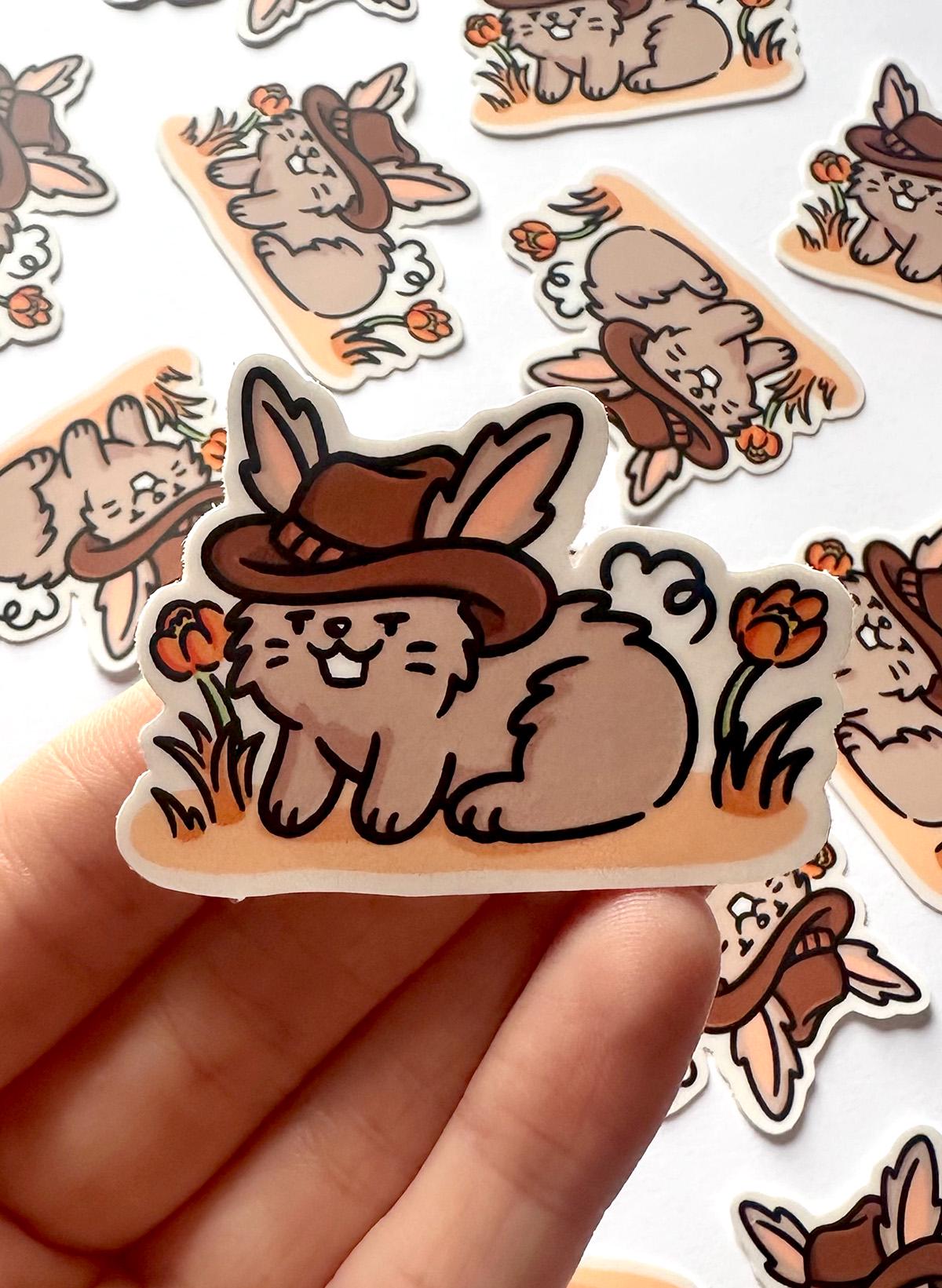 Cowboy Bunny Mini Sticker