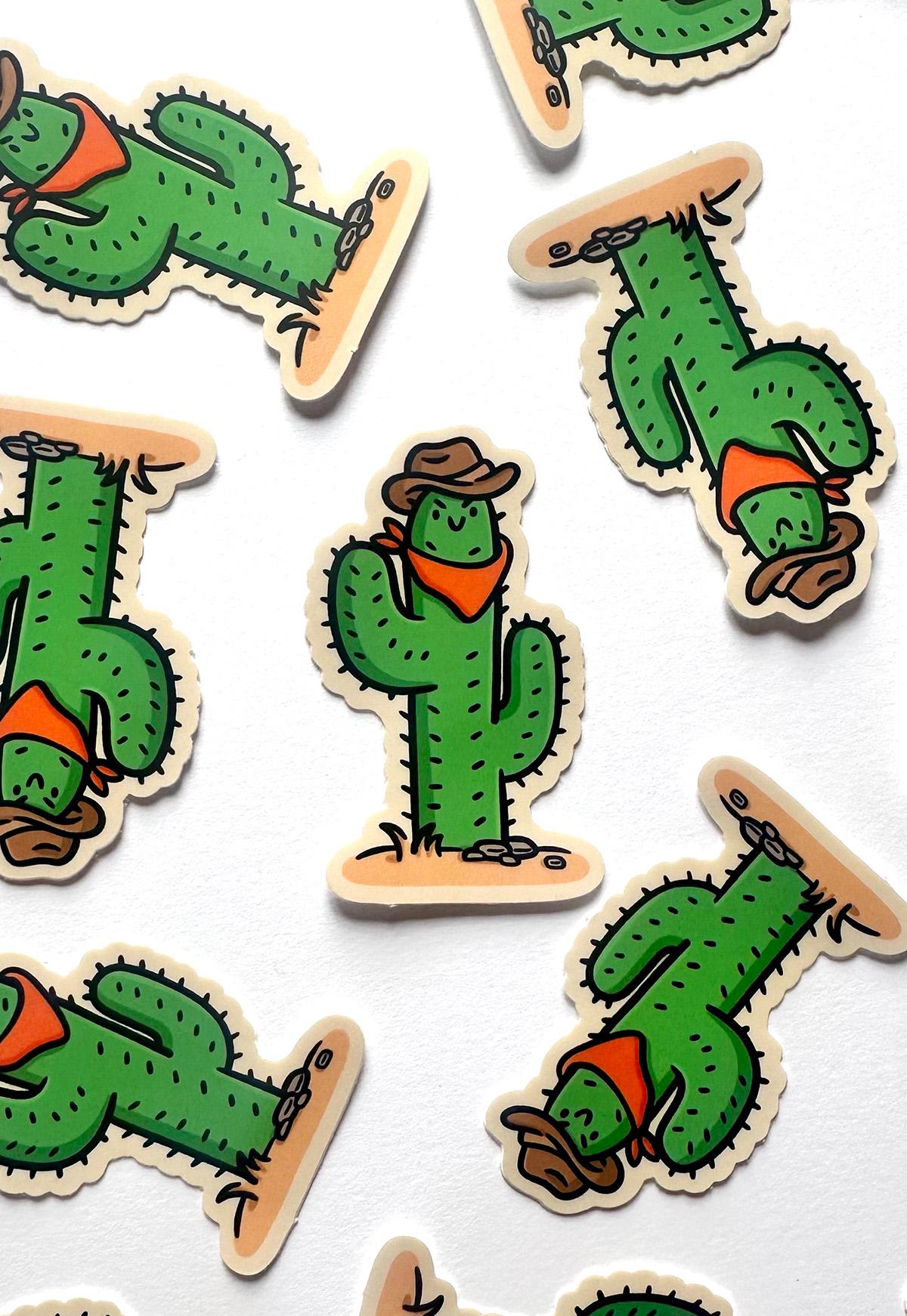 Cowboy Cactus Mini Sticker