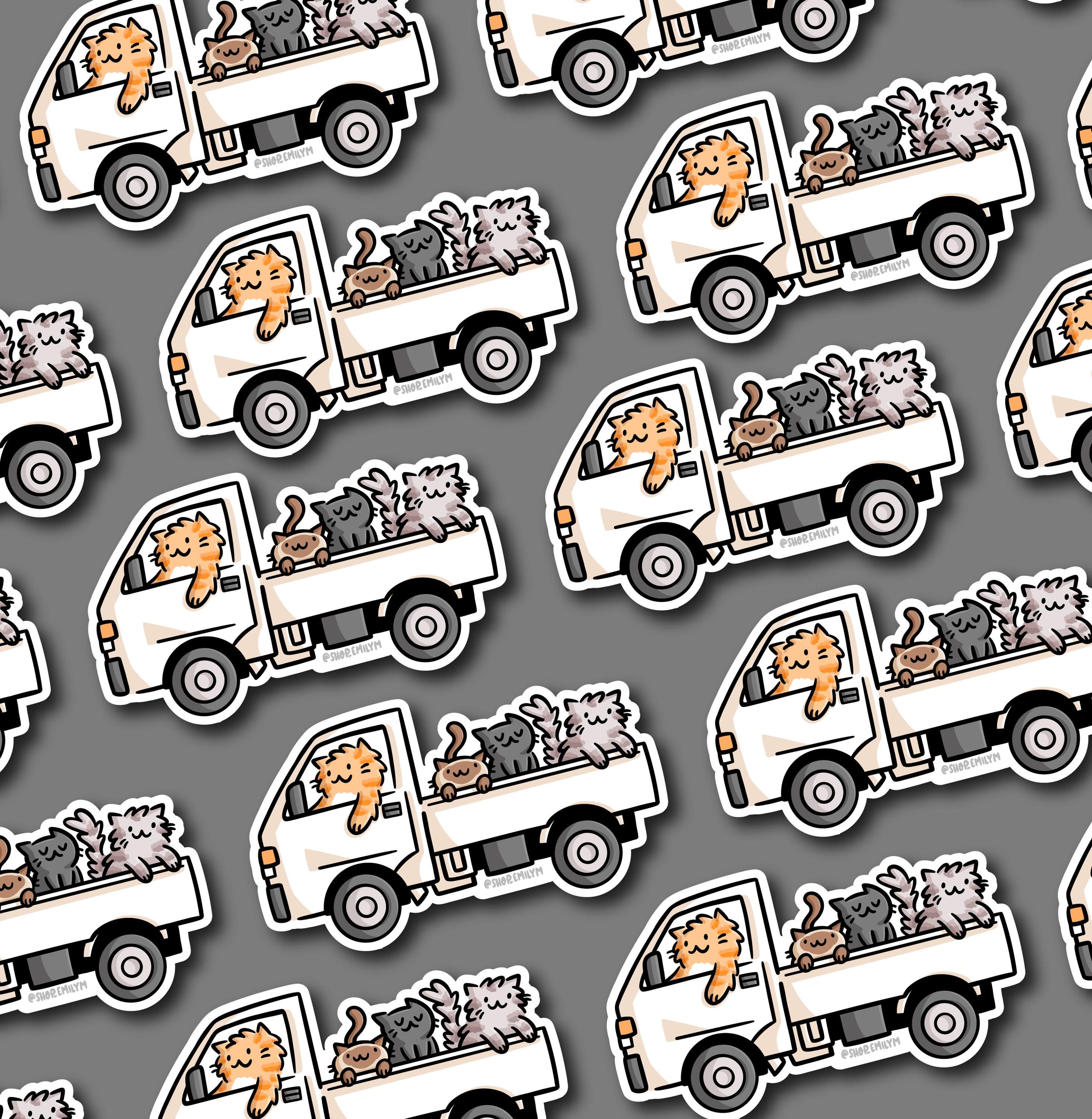 Kei Truck Cats Sticker