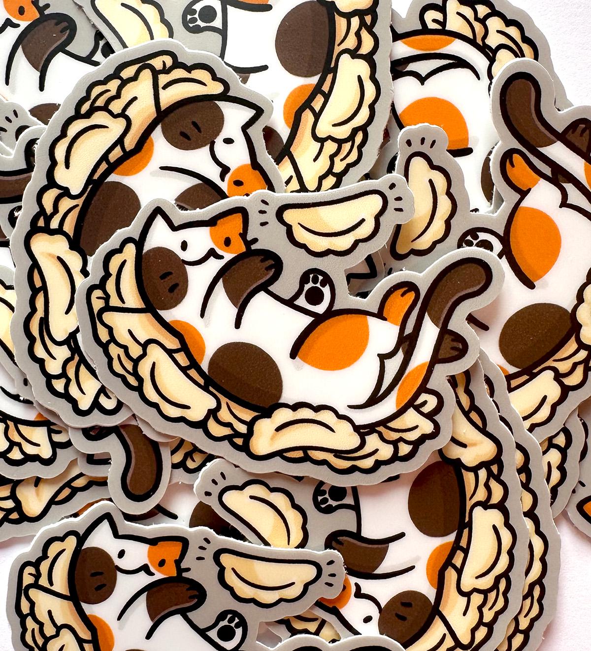 Playing With Pierogi Cat Mini Sticker