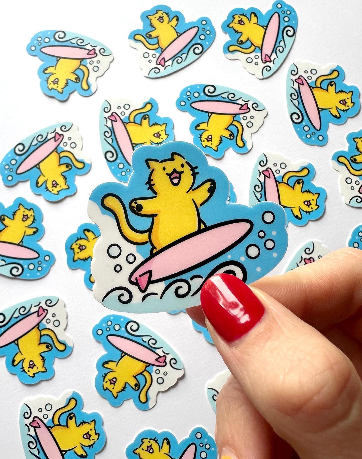 Surfing Cat Mini Sticker