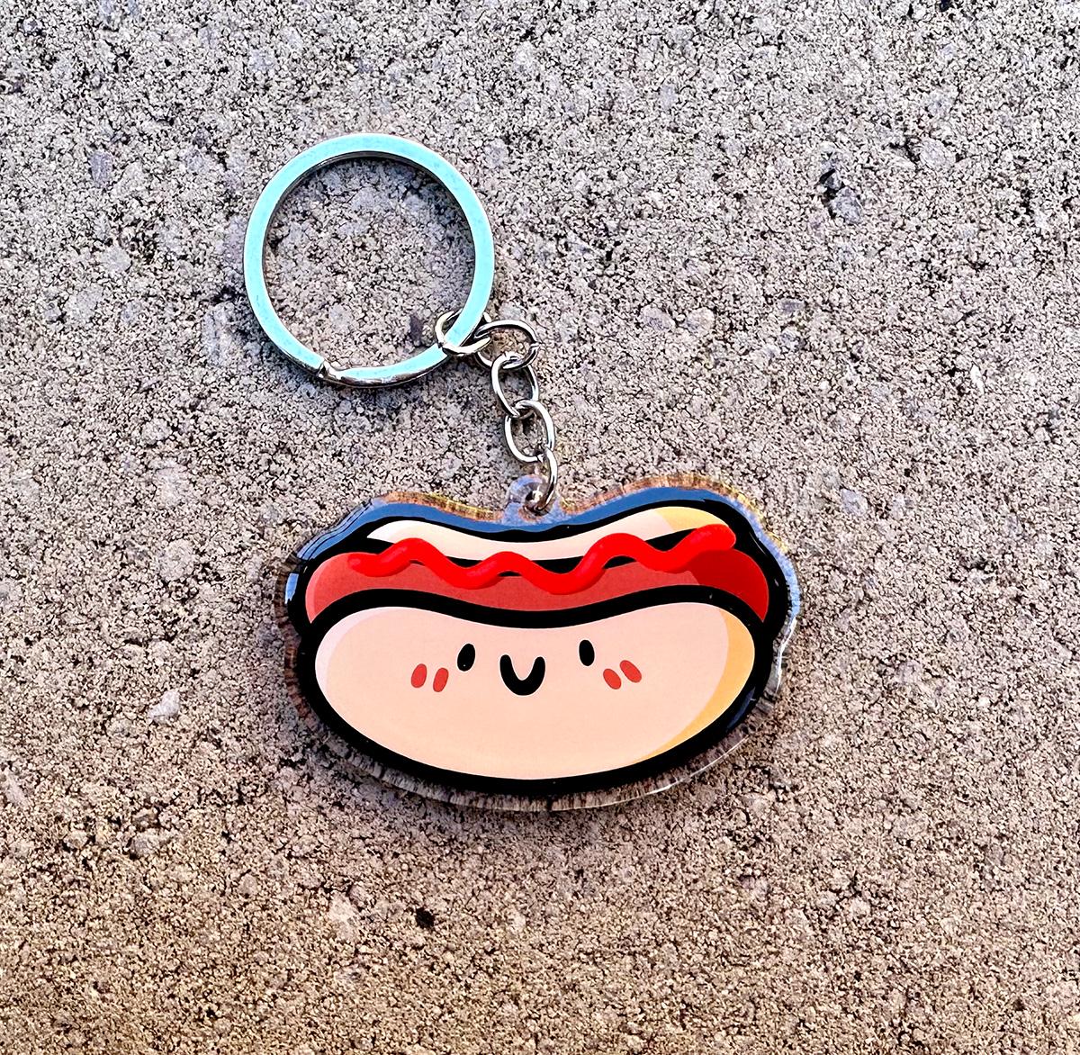 Hot Dog Keychain (Ketchup)