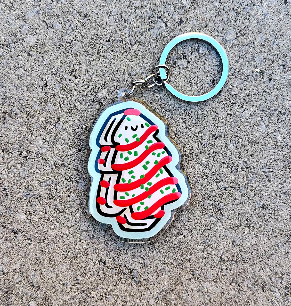 Christmas Tree Cake Keychain