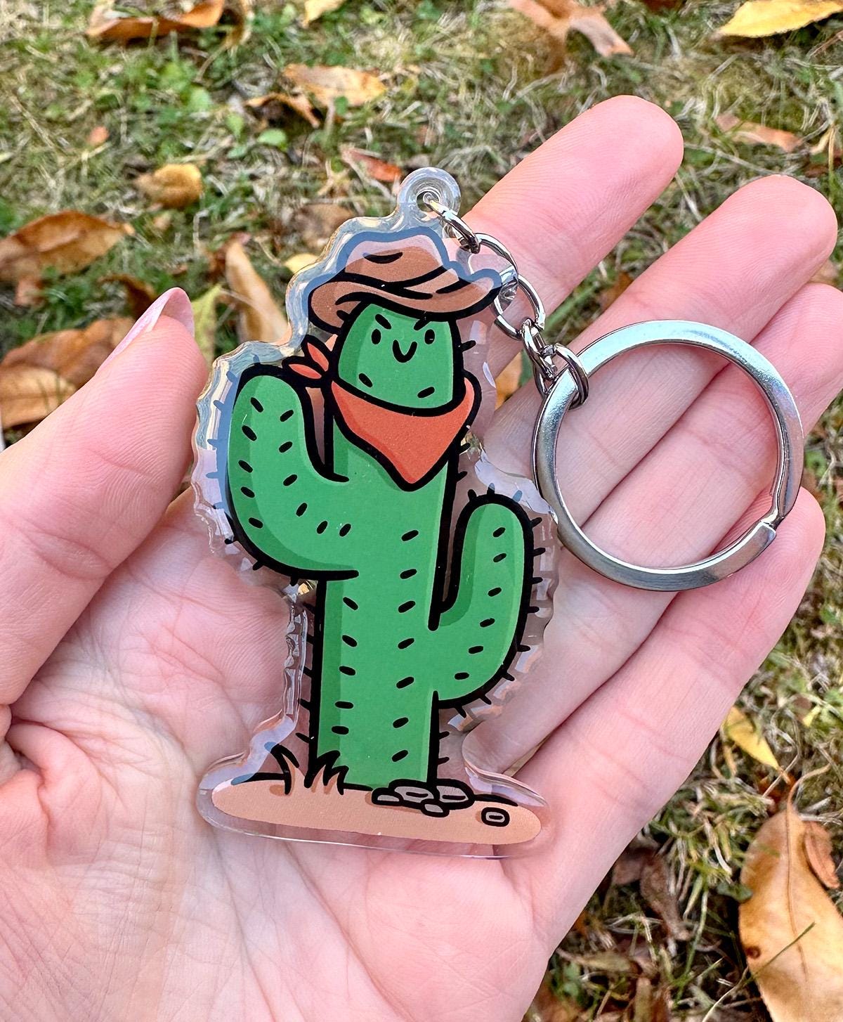 Cowboy Cactus Keychain