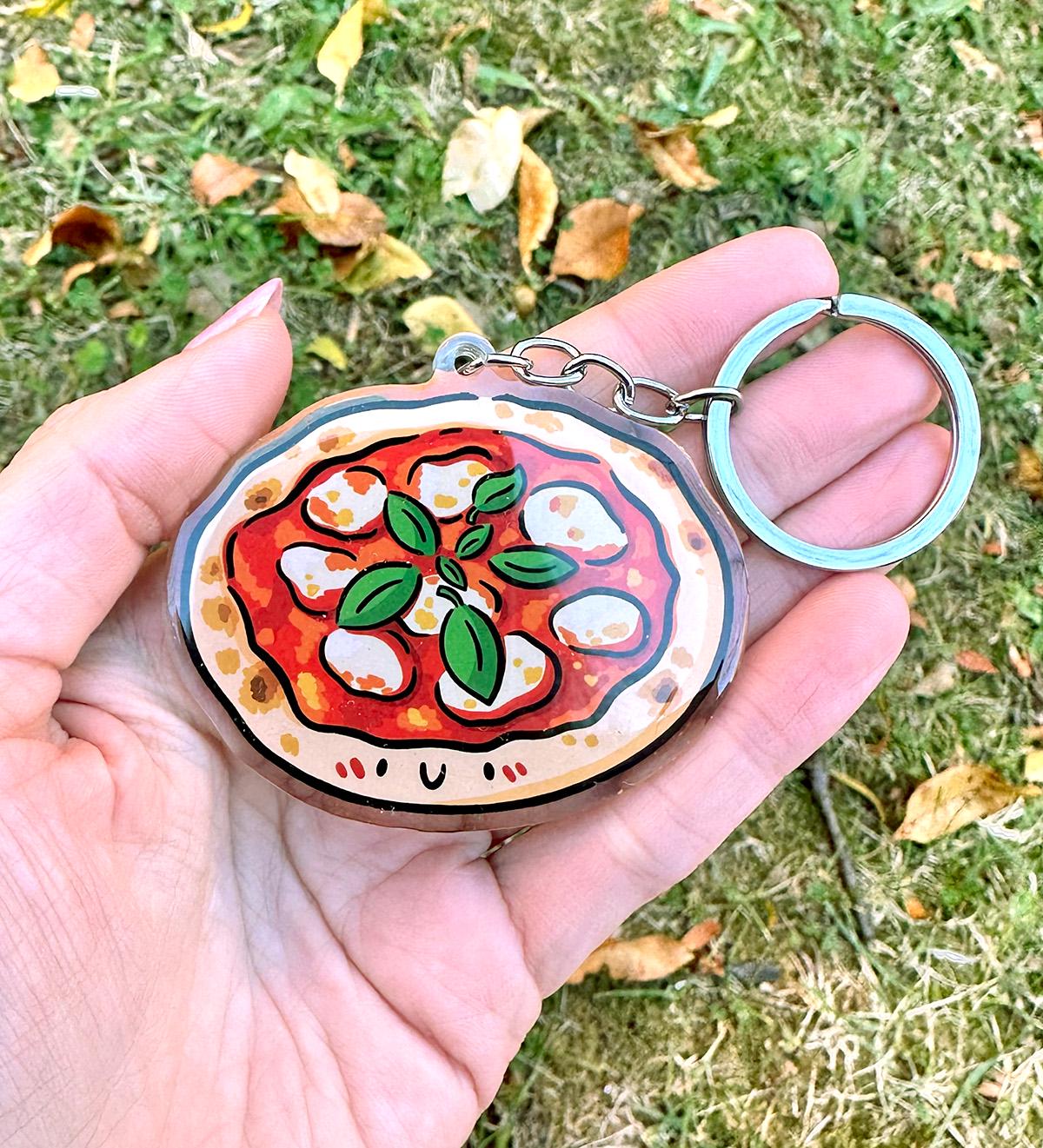 Margherita Pizza Keychain