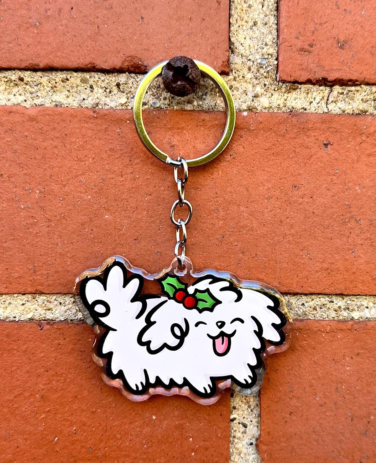 Holly Dog Keychain