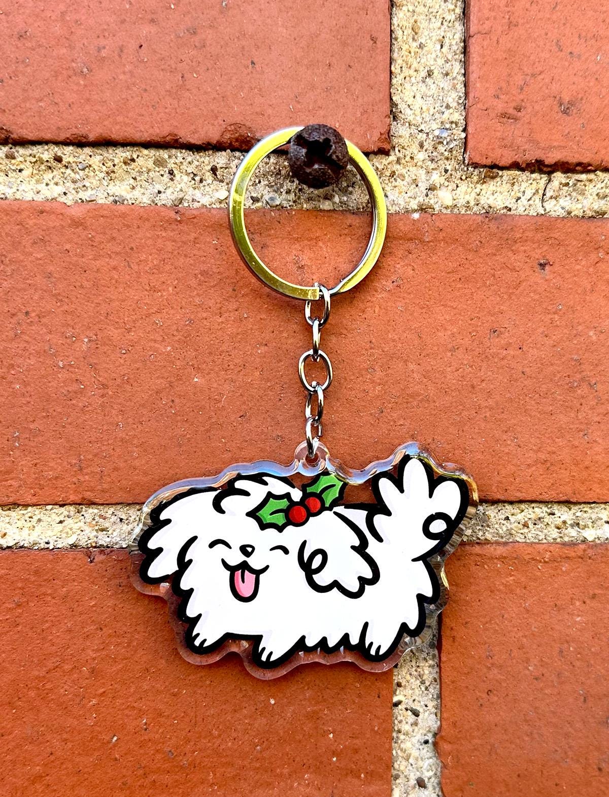 Holly Dog Keychain