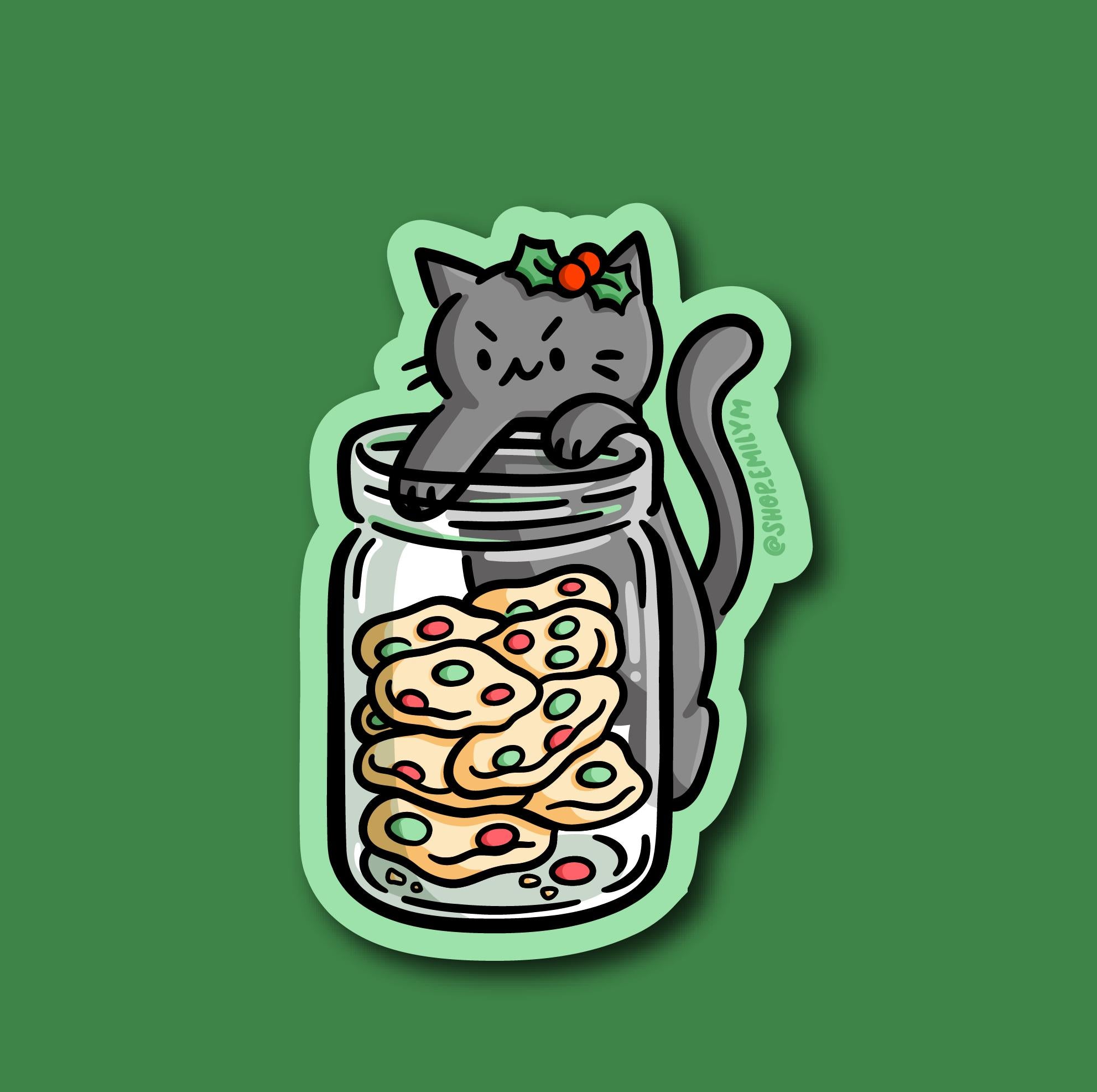 Christmas Cookie Jar Cat Magnet