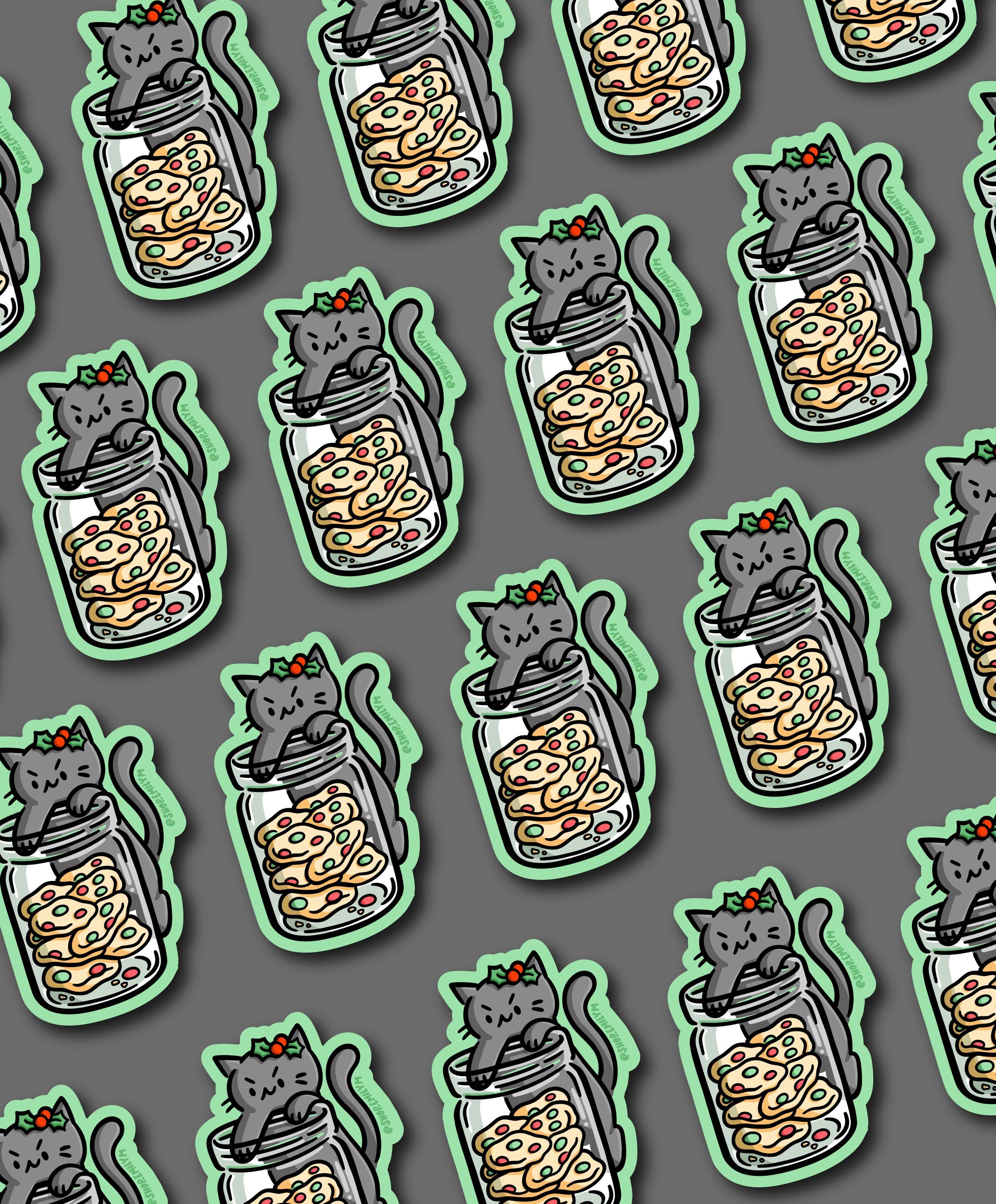 Christmas Cookie Jar Cat Magnet