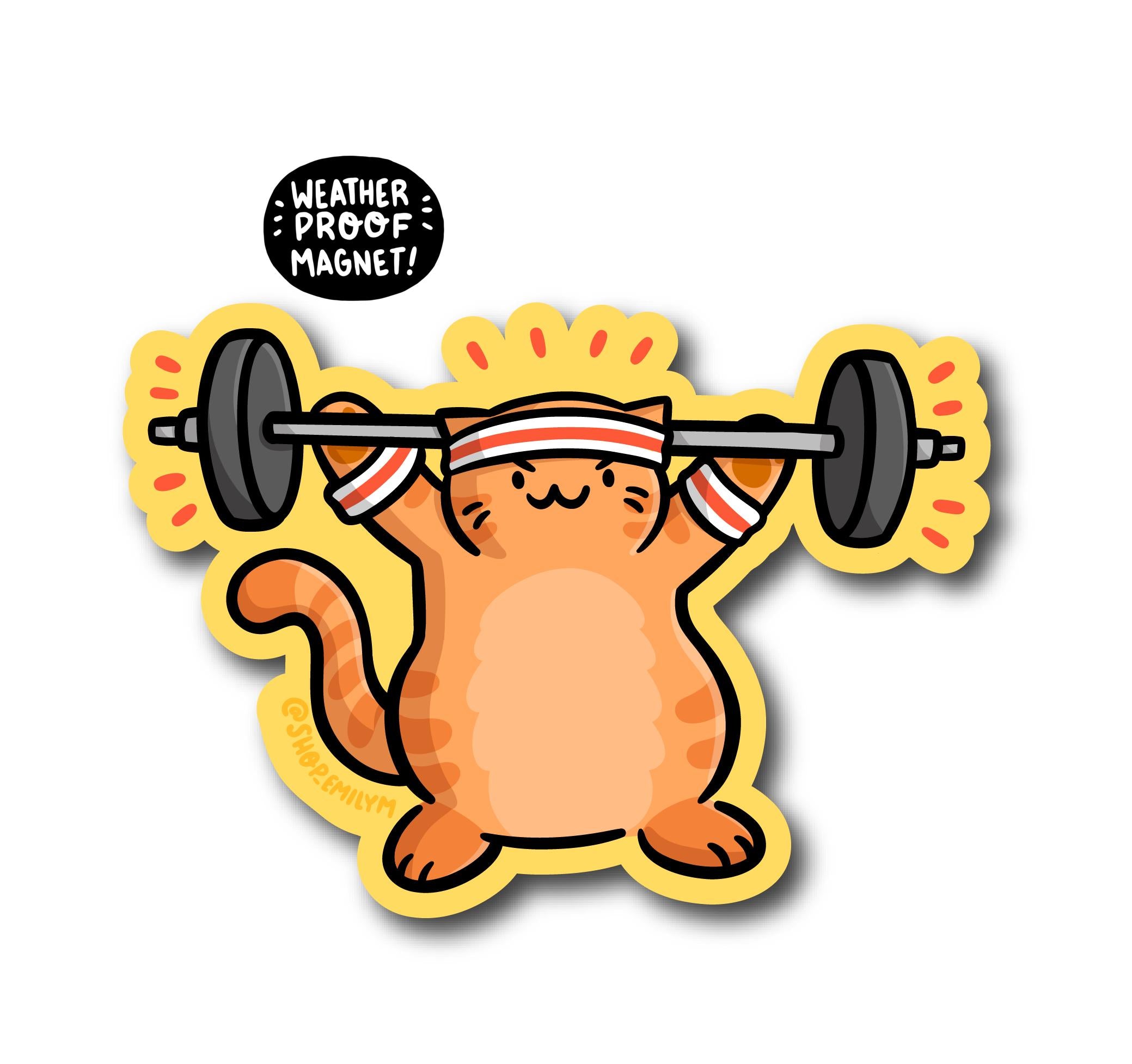 Weightlifting Cat Magnet