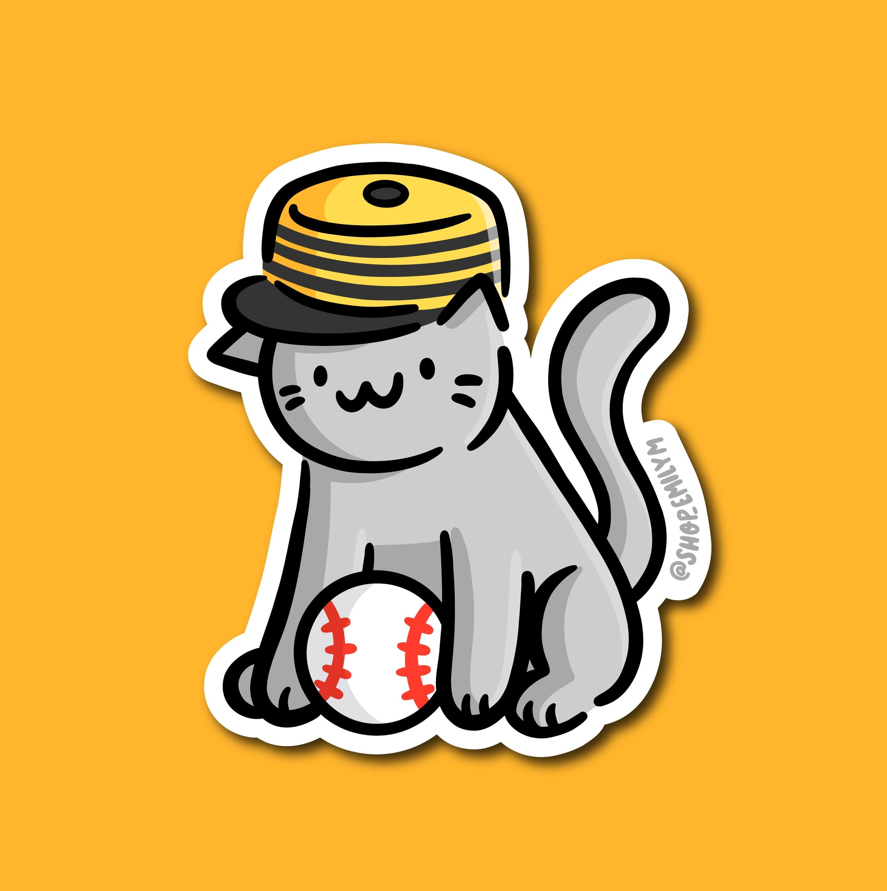 Vintage Pittsburgh Baseball Hat Cat Sticker