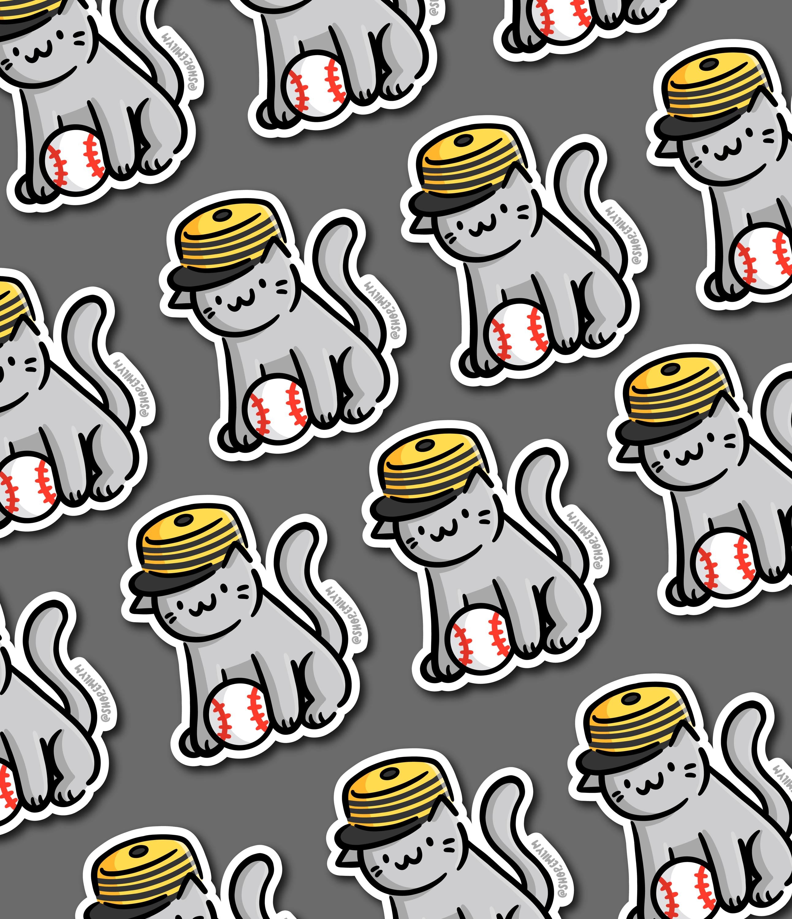 Vintage Pittsburgh Baseball Hat Cat Sticker