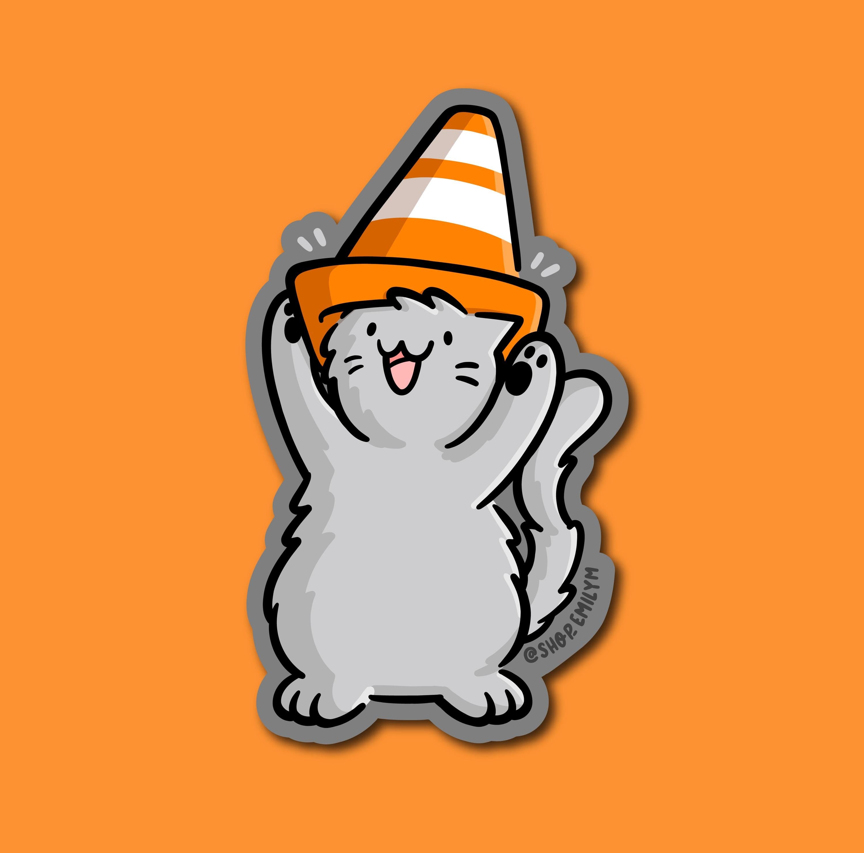 Traffic Cone Cat Sticker