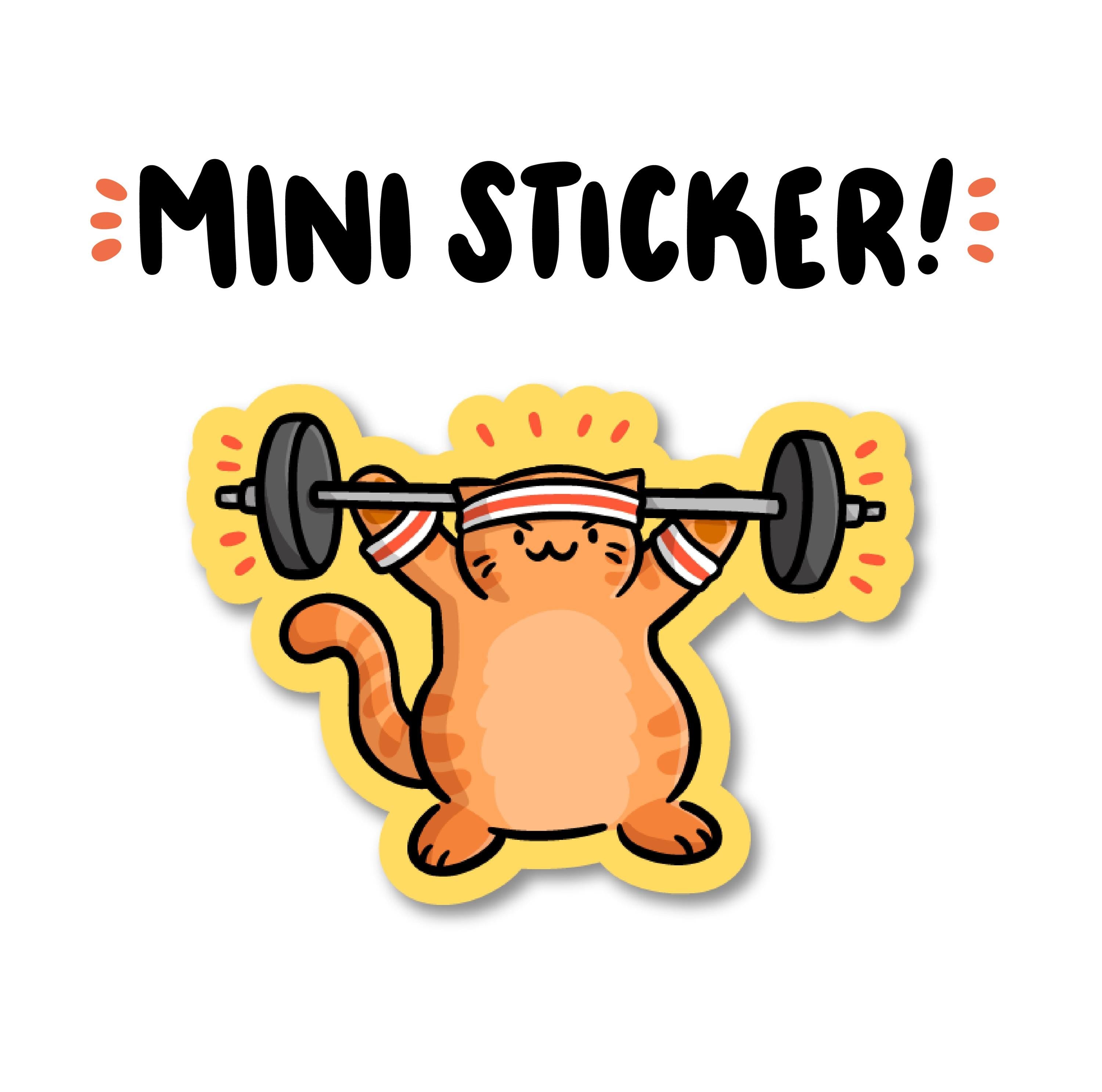 Weightlifting Cat Mini Sticker