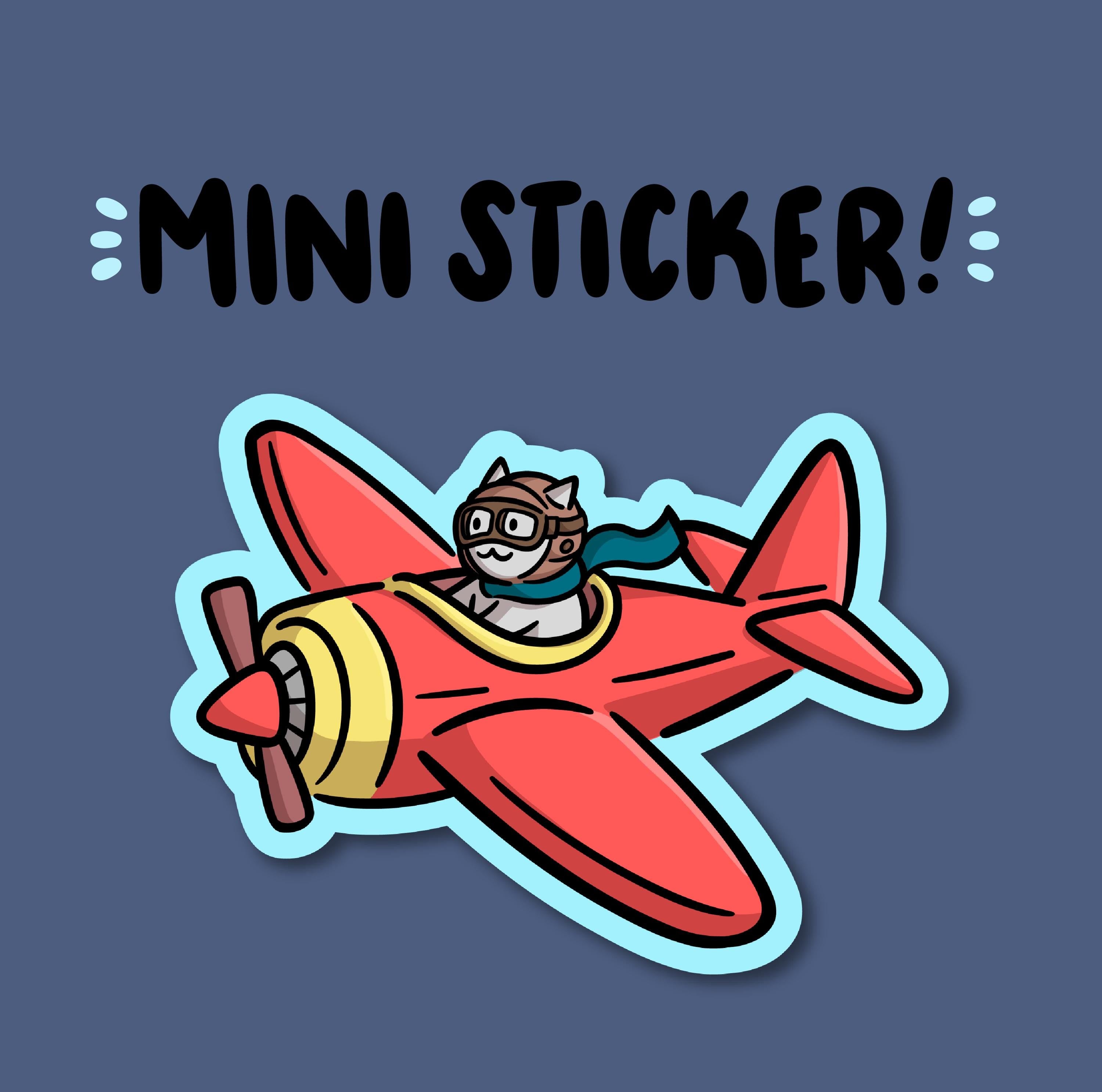 Airplane Cat Mini Sticker