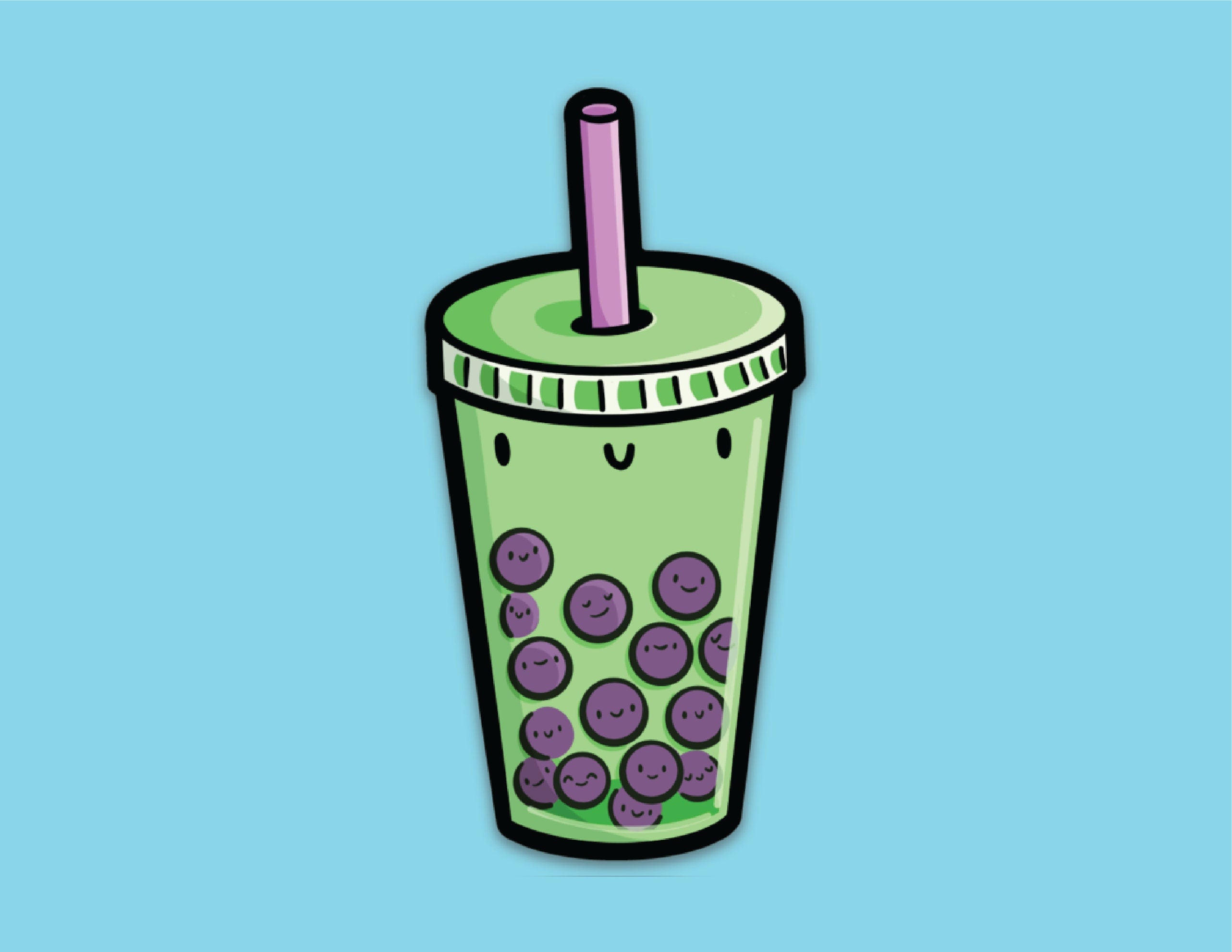 Bubble Tea Sticker (Matcha)