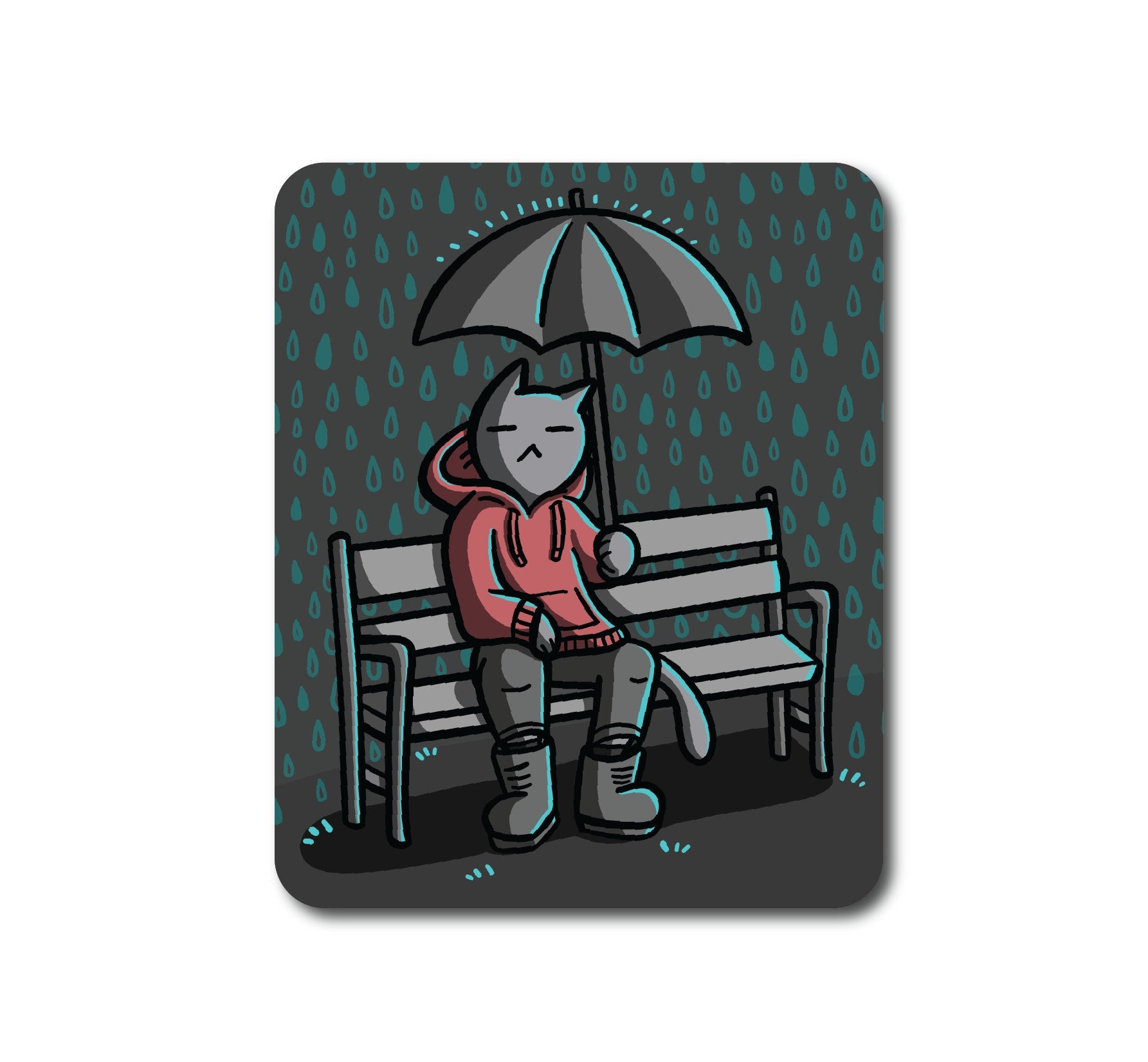 Rainy Day Cat Sticker