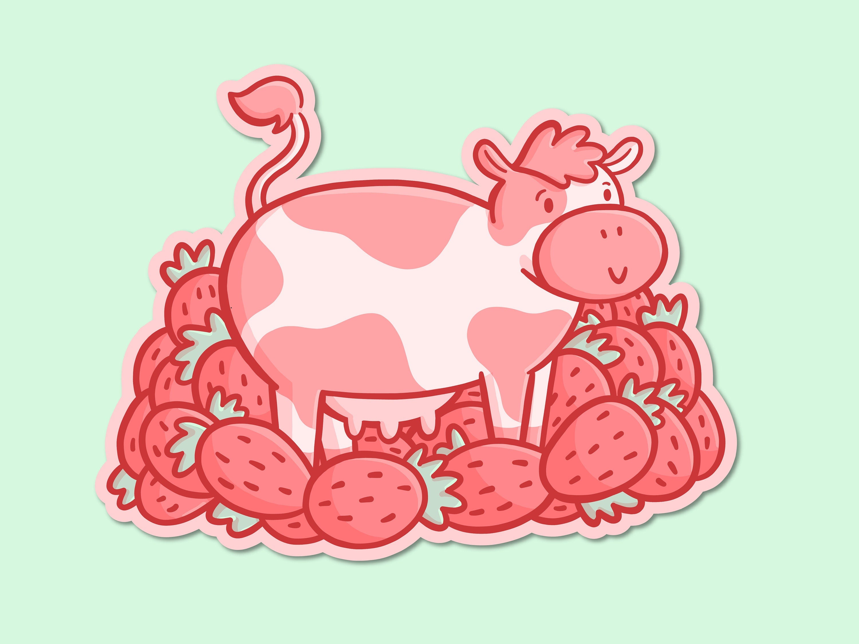Strawberry Cow Sticker