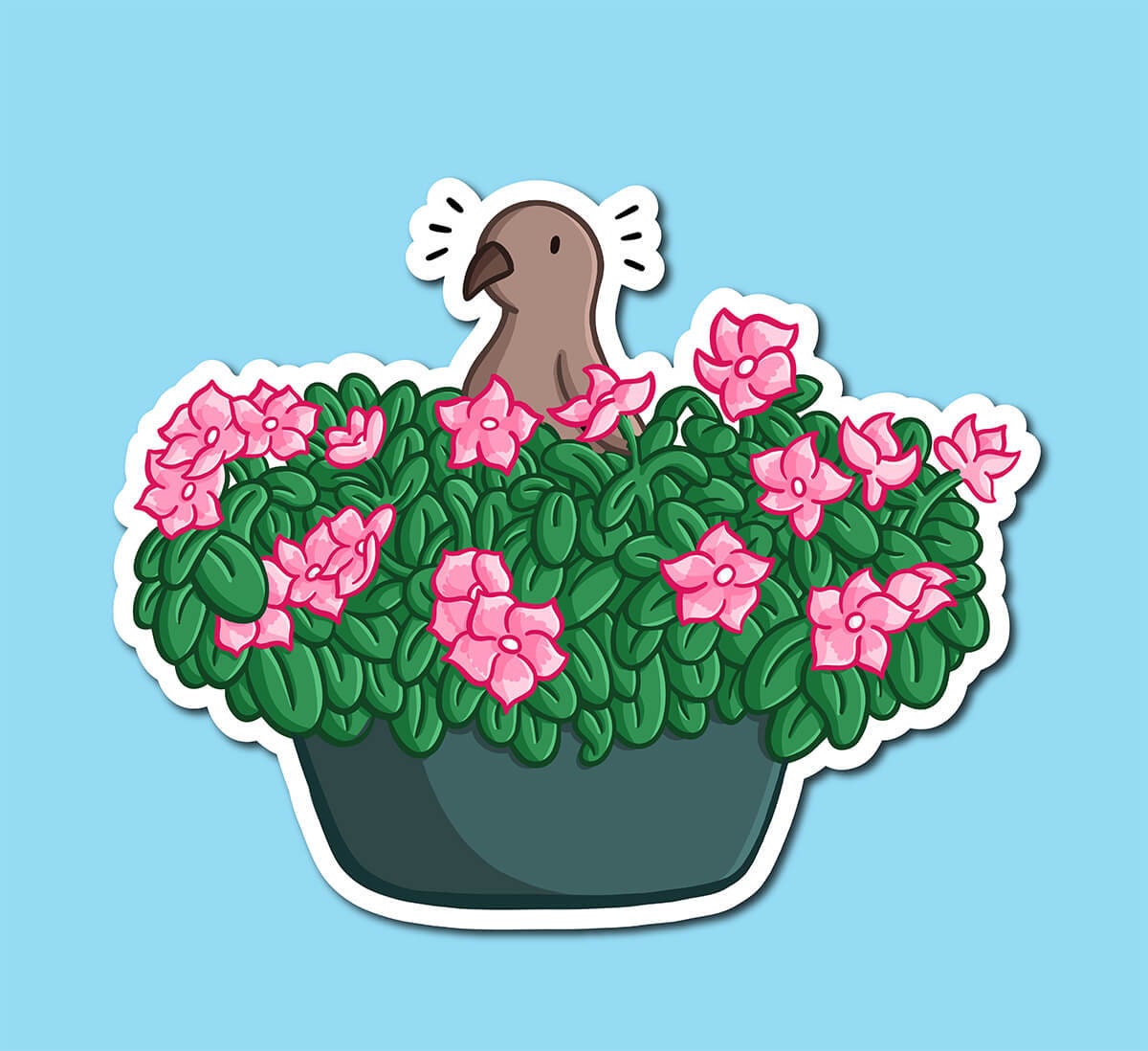 Bird in a Flower Basket Sticker