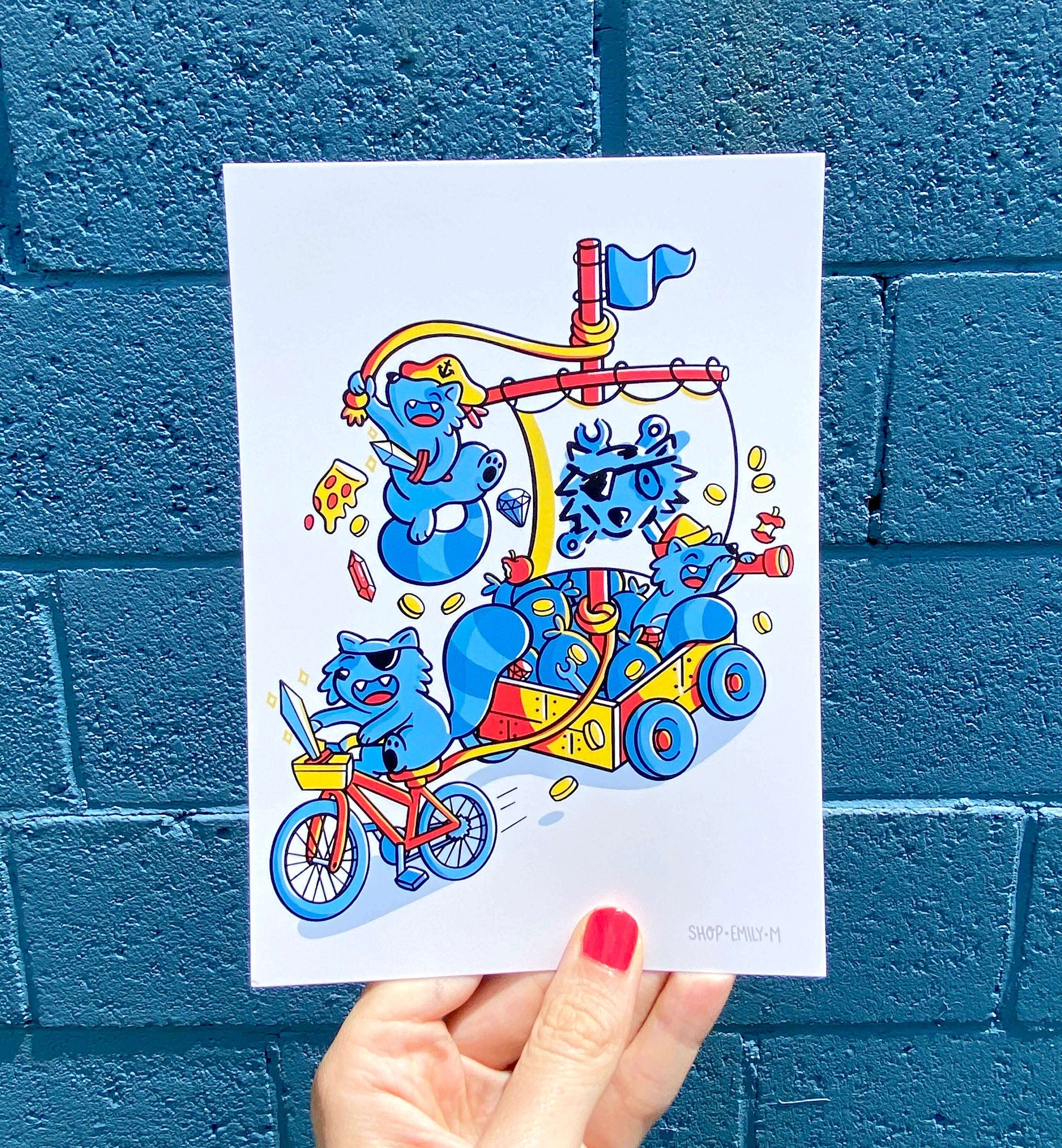 Raccoon Bike Pirates Print