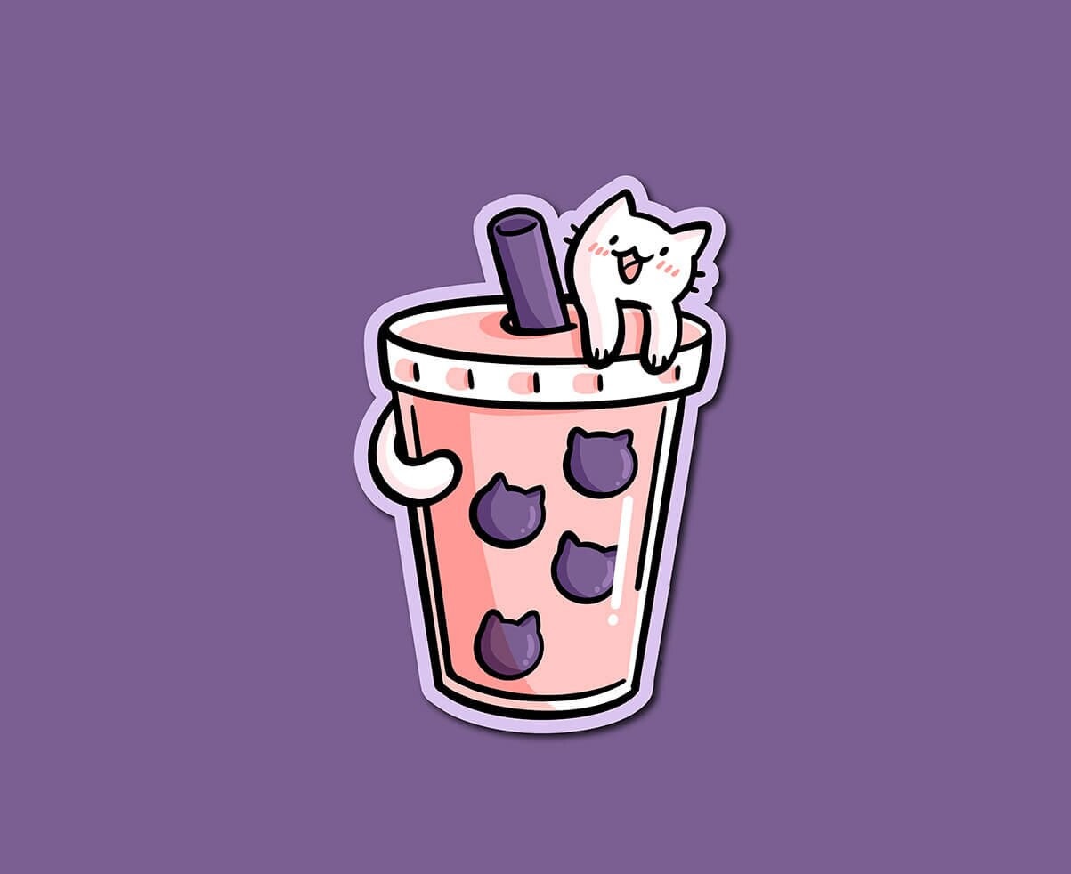 Bubble Tea Cat Sticker