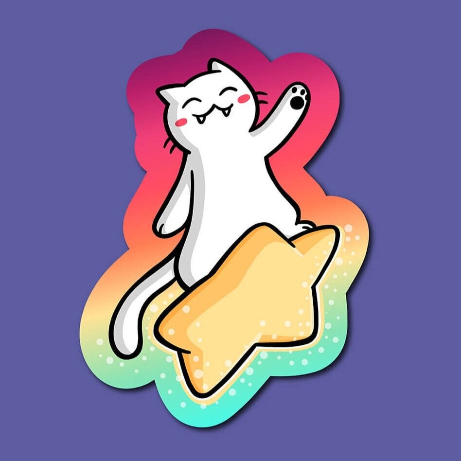 Shooting Star Cat Sticker
